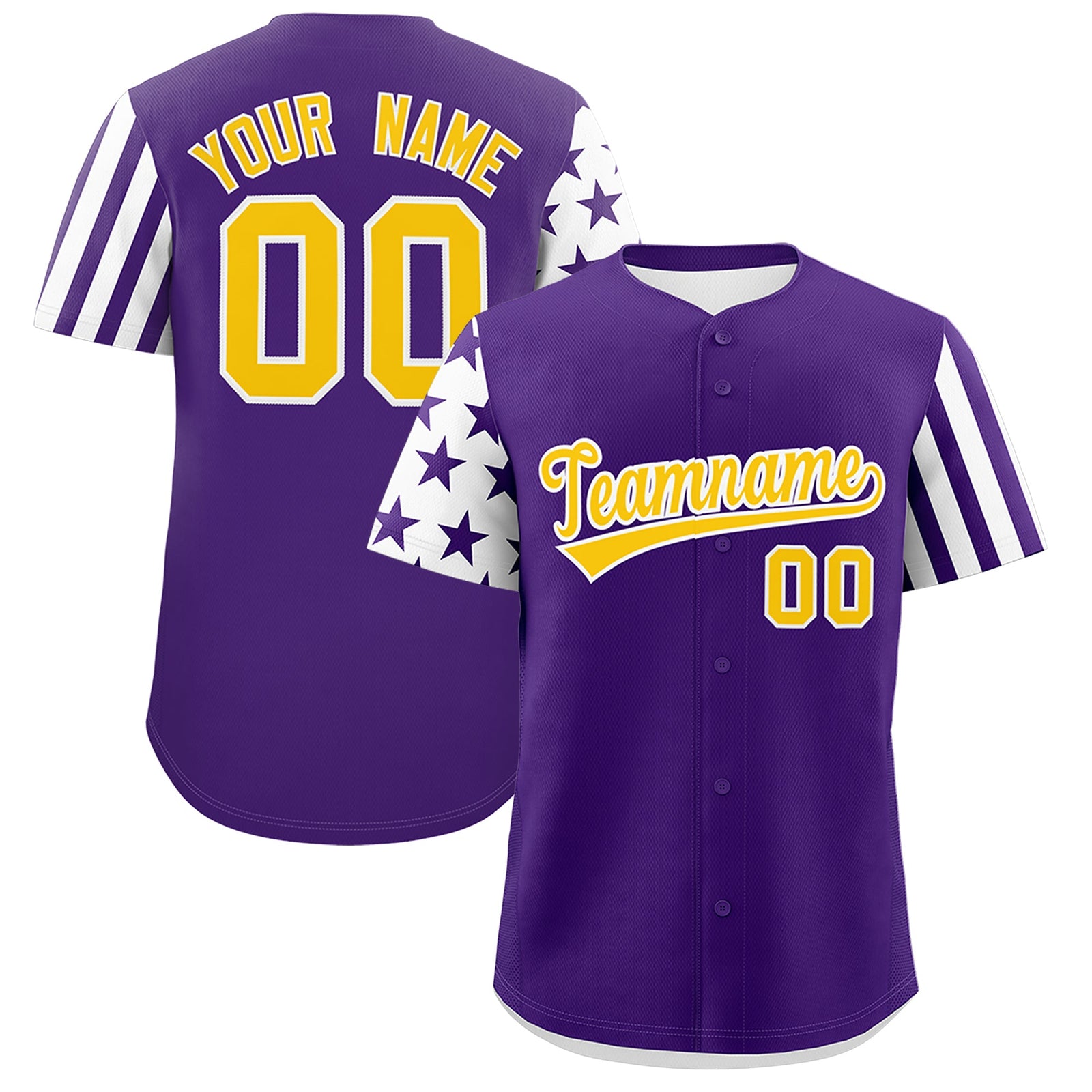 Custom Purple White American Flag Raglan Sleeves Baseball Jersey| KXKSHOP
