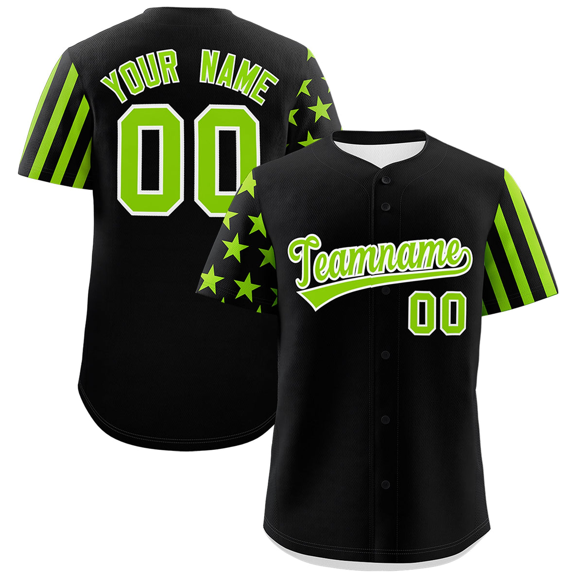 Custom Black Neon Green American Flag Raglan Sleeves Baseball Jersey| KXKSHOP