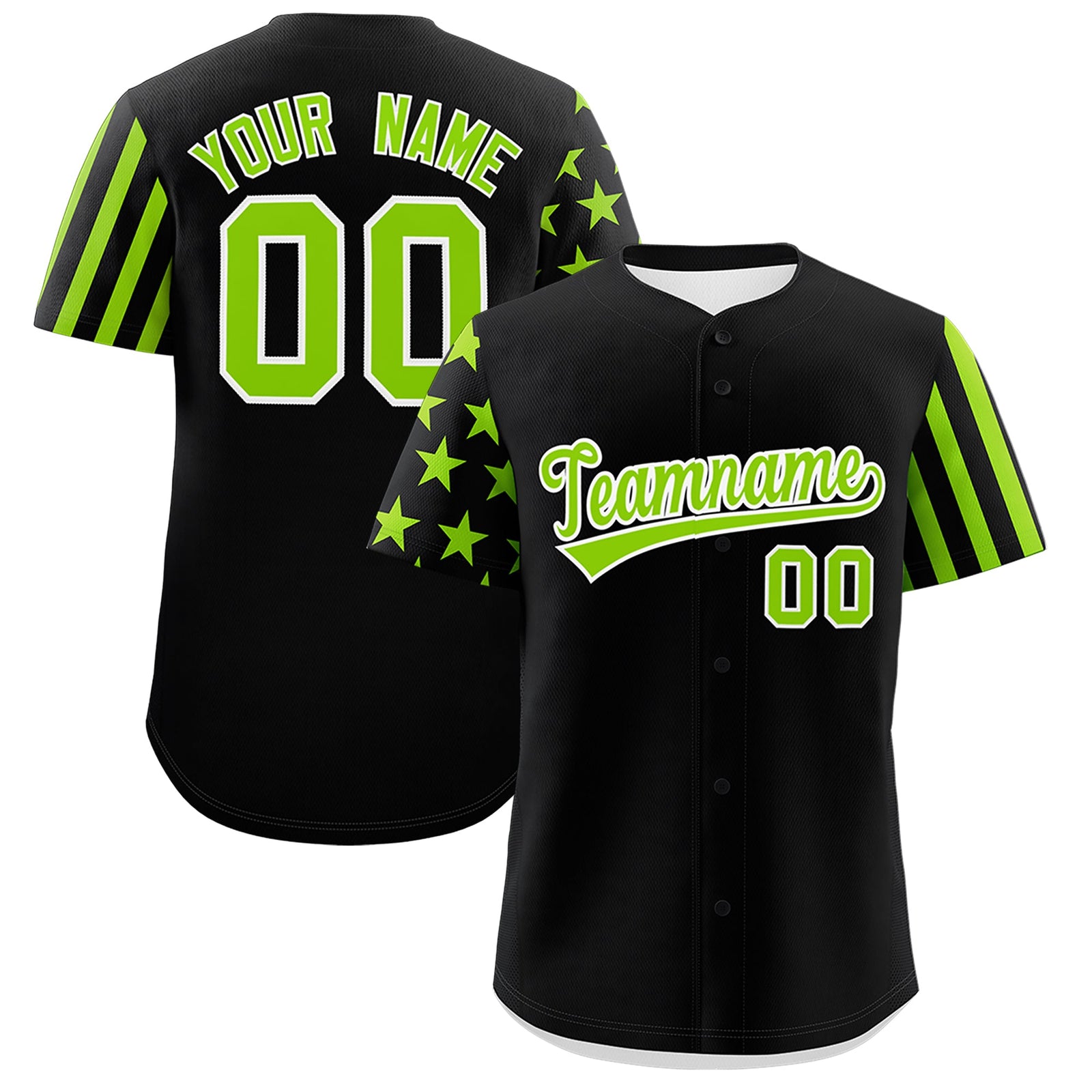 Custom Black Neon Green American Flag Raglan Sleeves Baseball Jersey| KXKSHOP