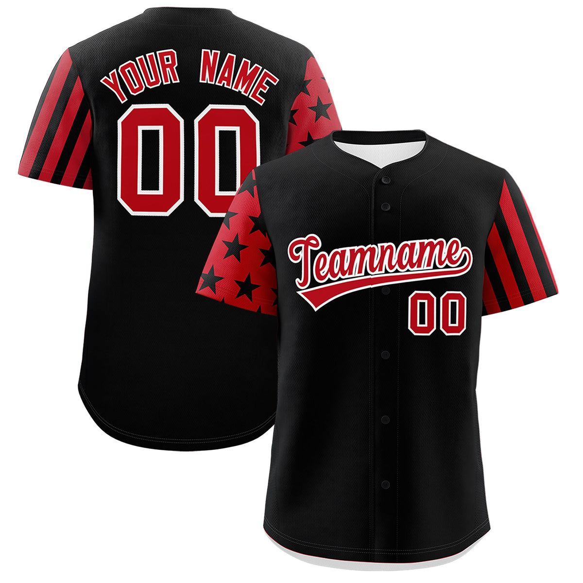 Custom Black Red American Flag Raglan Sleeves Baseball Jersey| KXKSHOP