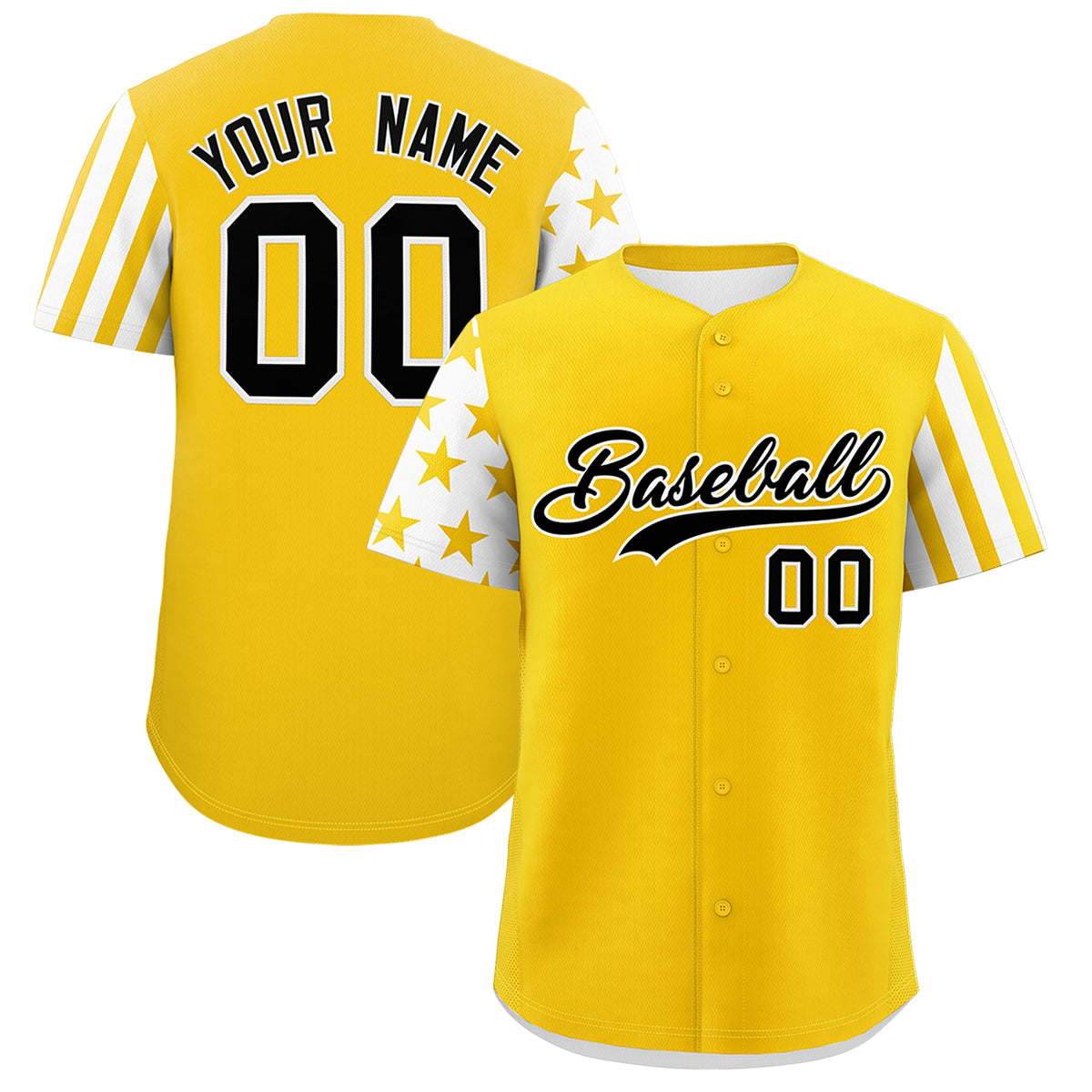 Custom Gold White American Flag Raglan Sleeves Baseball Jersey| KXKSHOP