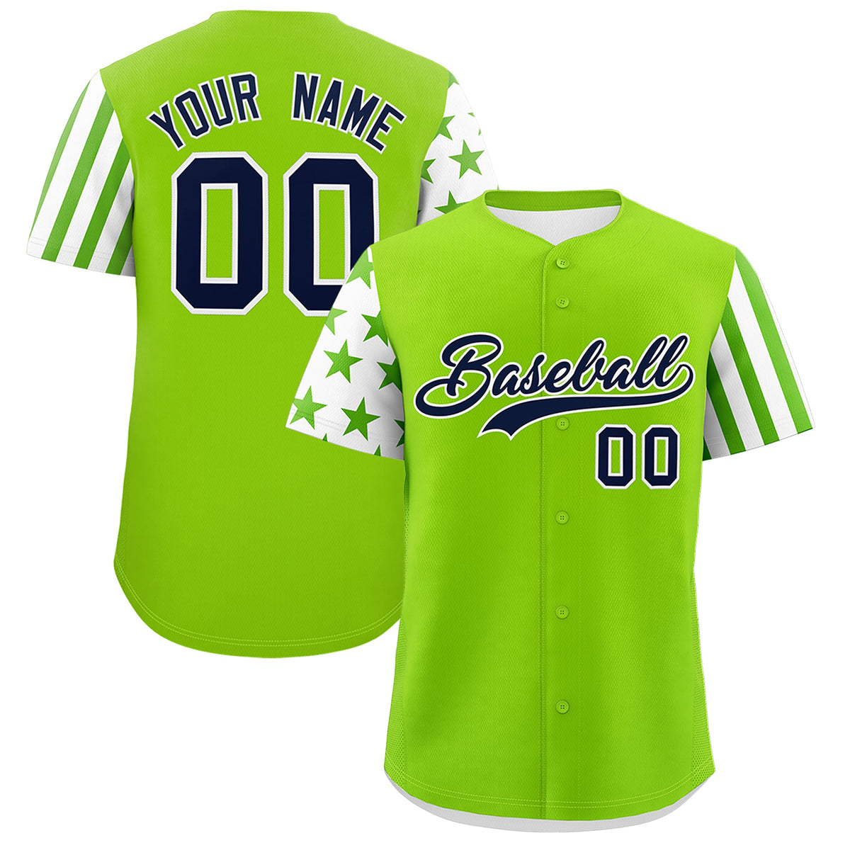 Custom Neon Green White American Flag Raglan Sleeves Baseball Jersey| KXKSHOP