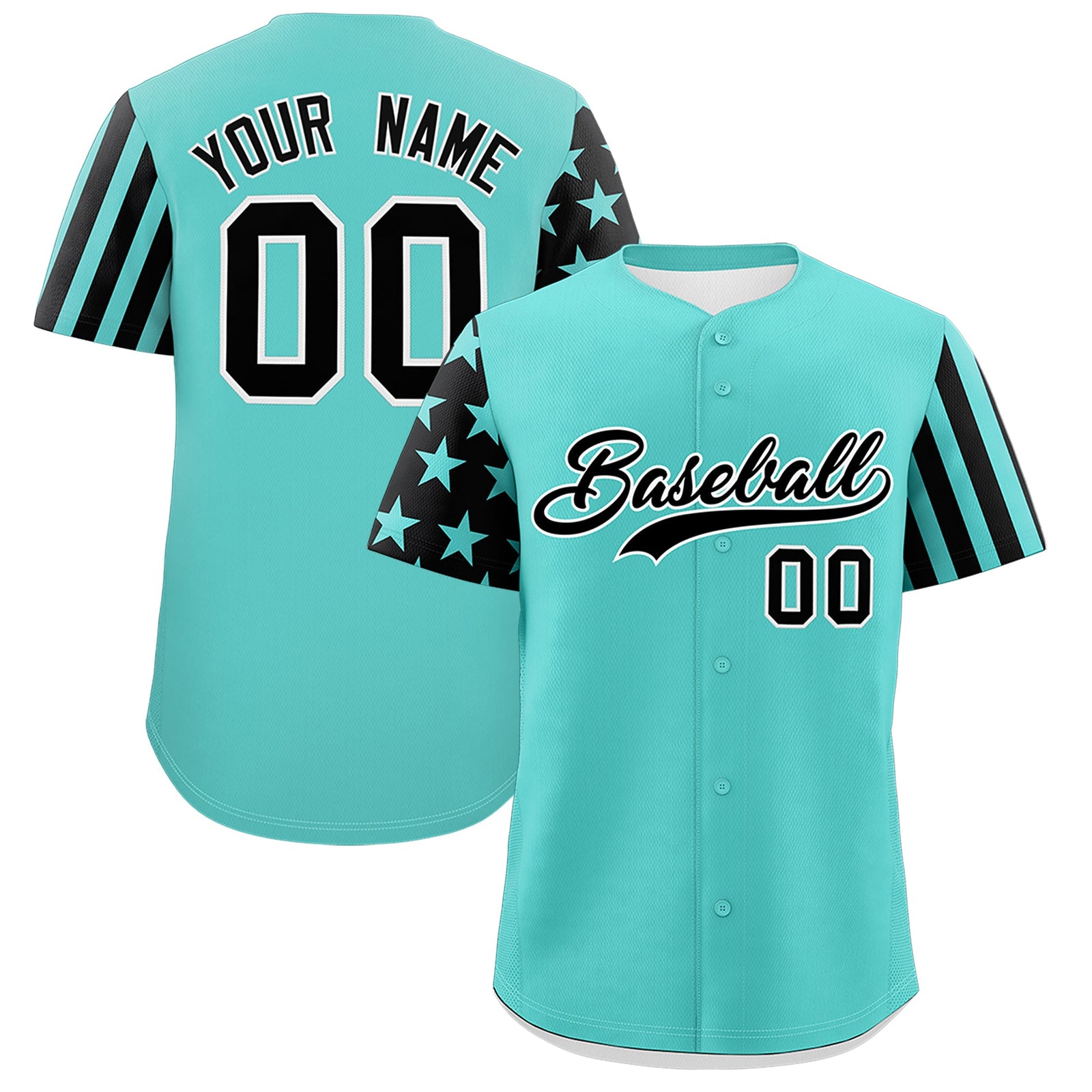 Custom Bright Green Black American Flag Raglan Sleeves Baseball Jersey| KXKSHOP