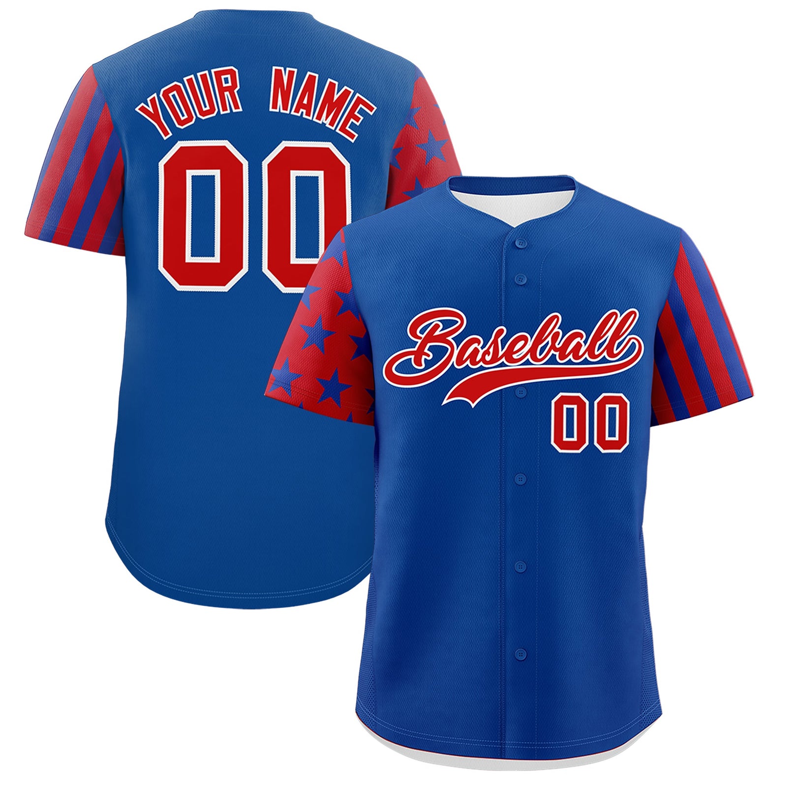 Custom Royal Blue Red American Flag Raglan Sleeves Baseball Jersey| KXKSHOP
