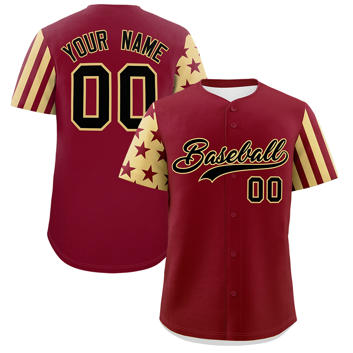 Custom Crimson Khaki American Flag Raglan Sleeves Baseball Jersey| KXKSHOP
