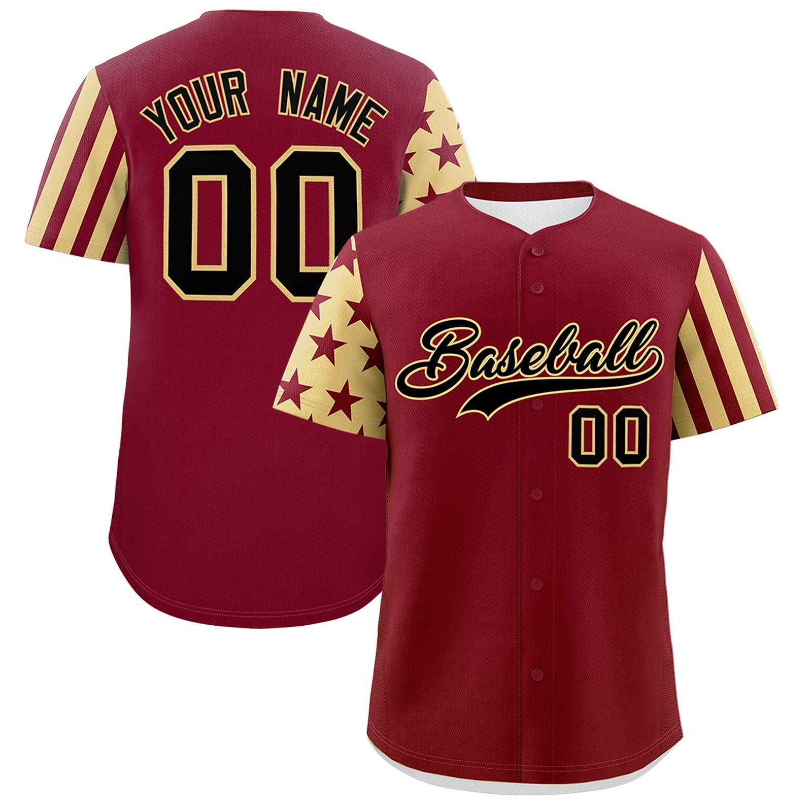 Custom Crimson Khaki American Flag Raglan Sleeves Baseball Jersey| KXKSHOP