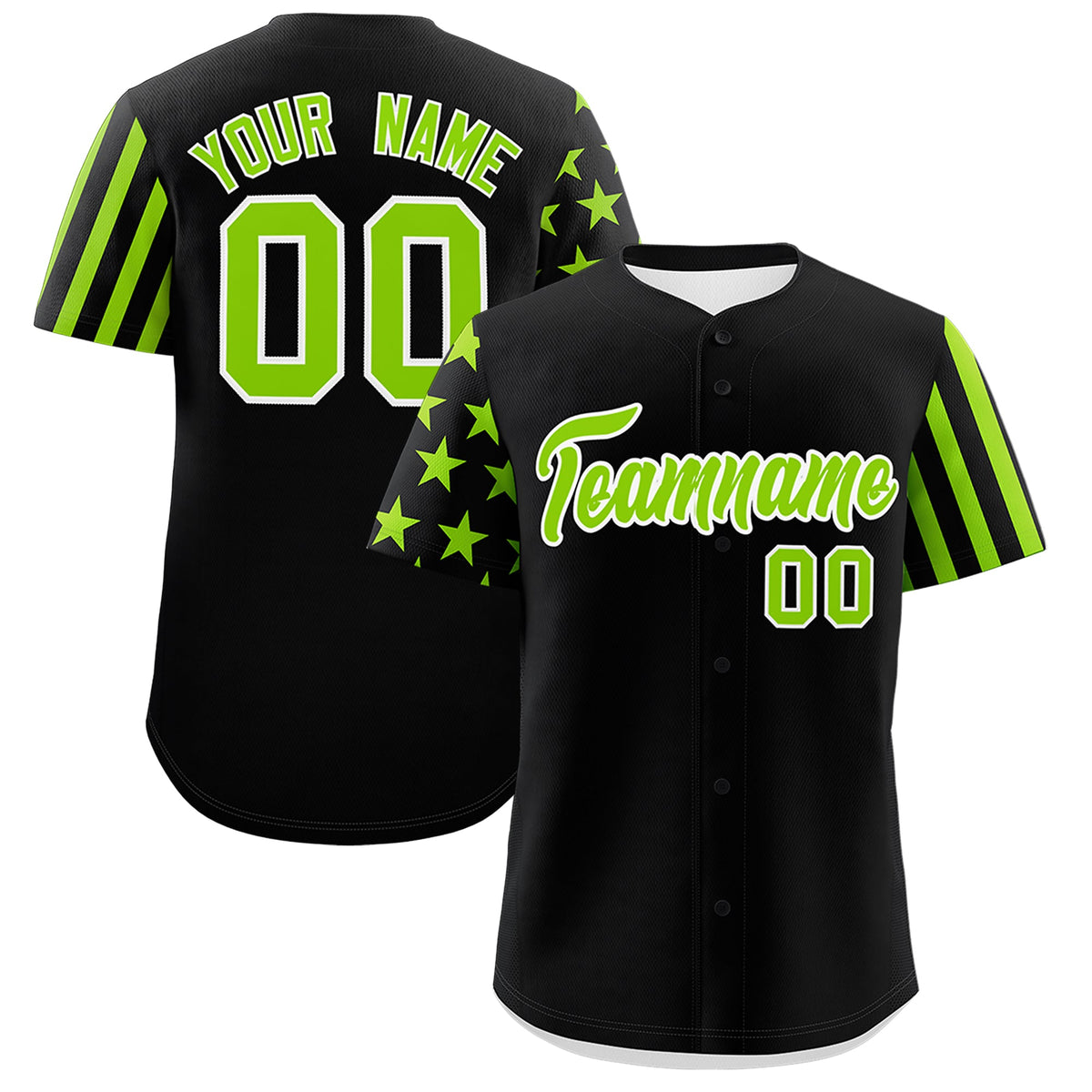 Custom Black Neon Green American Flag Raglan Sleeves Baseball Jersey| KXKSHOP