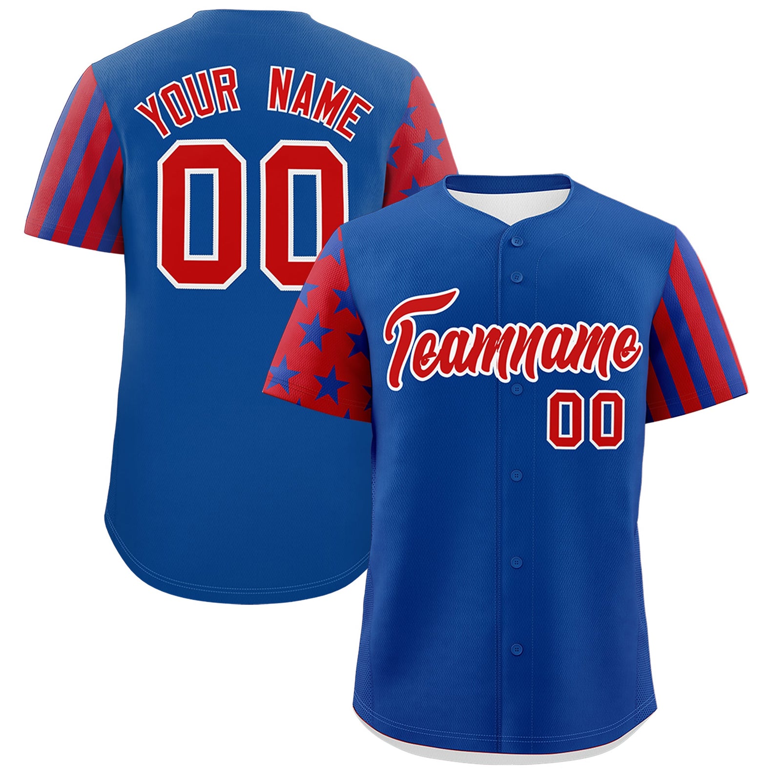 Custom Royal Blue Red American Flag Raglan Sleeves Baseball Jersey| KXKSHOP