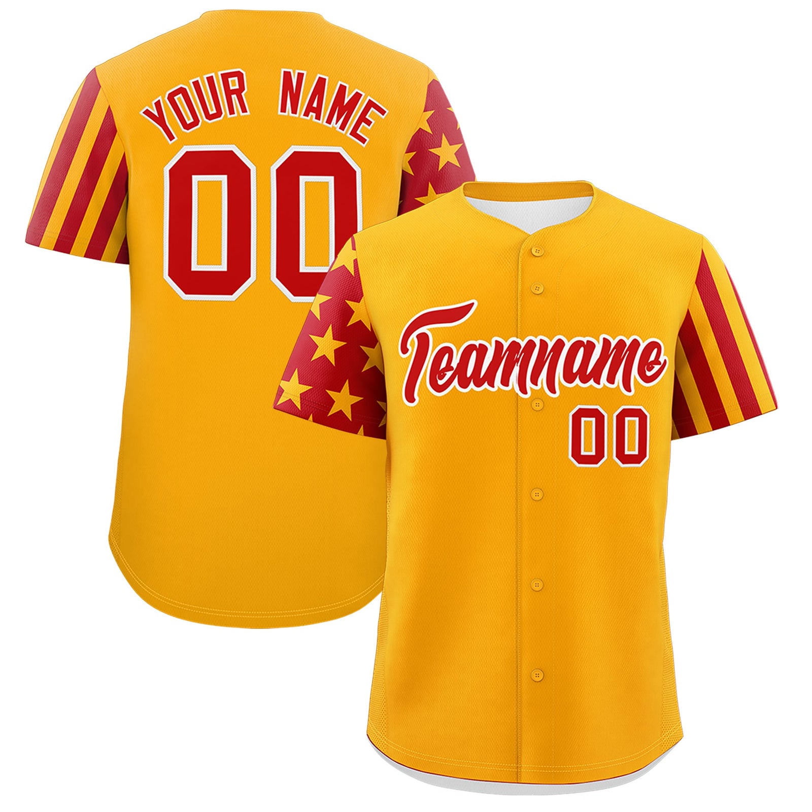 Custom Yellow Red American Flag Raglan Sleeves Baseball Jersey| KXKSHOP