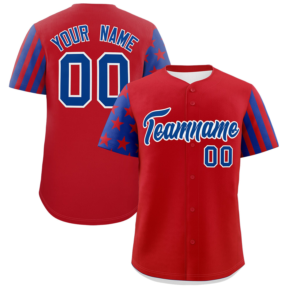 Custom Red Royal Blue American Flag Raglan Sleeves Baseball Jersey| KXKSHOP