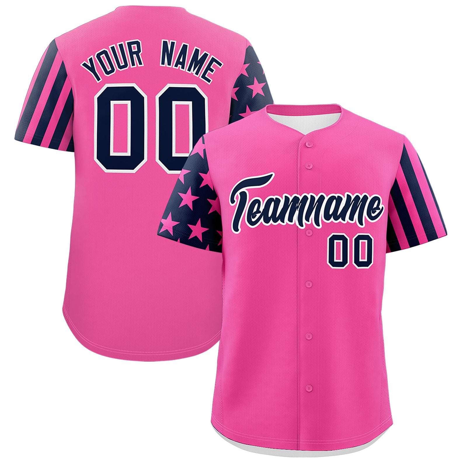 Custom Pink Navy Black American Flag Raglan Sleeves Baseball Jersey| KXKSHOP