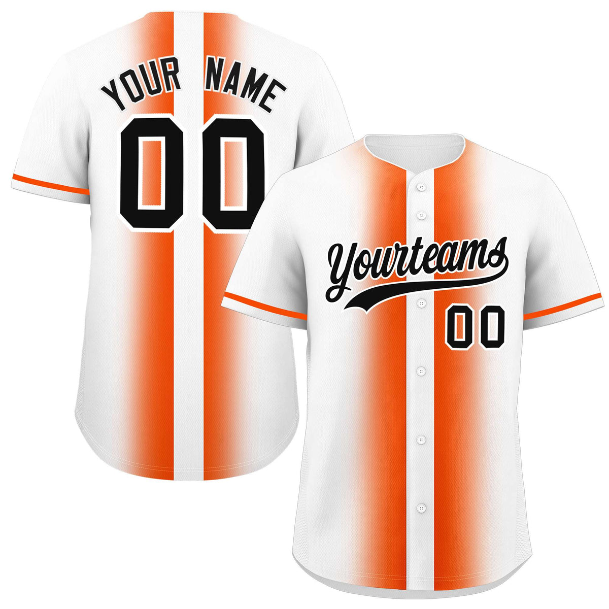 Custom White Orange Lapel Gradient Fashion Authentic Baseball Jersey