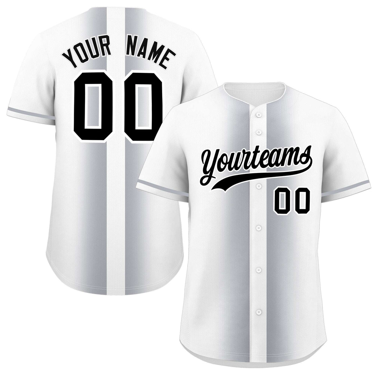 Custom White Silver Lapel Gradient Fashion Authentic Baseball Jersey