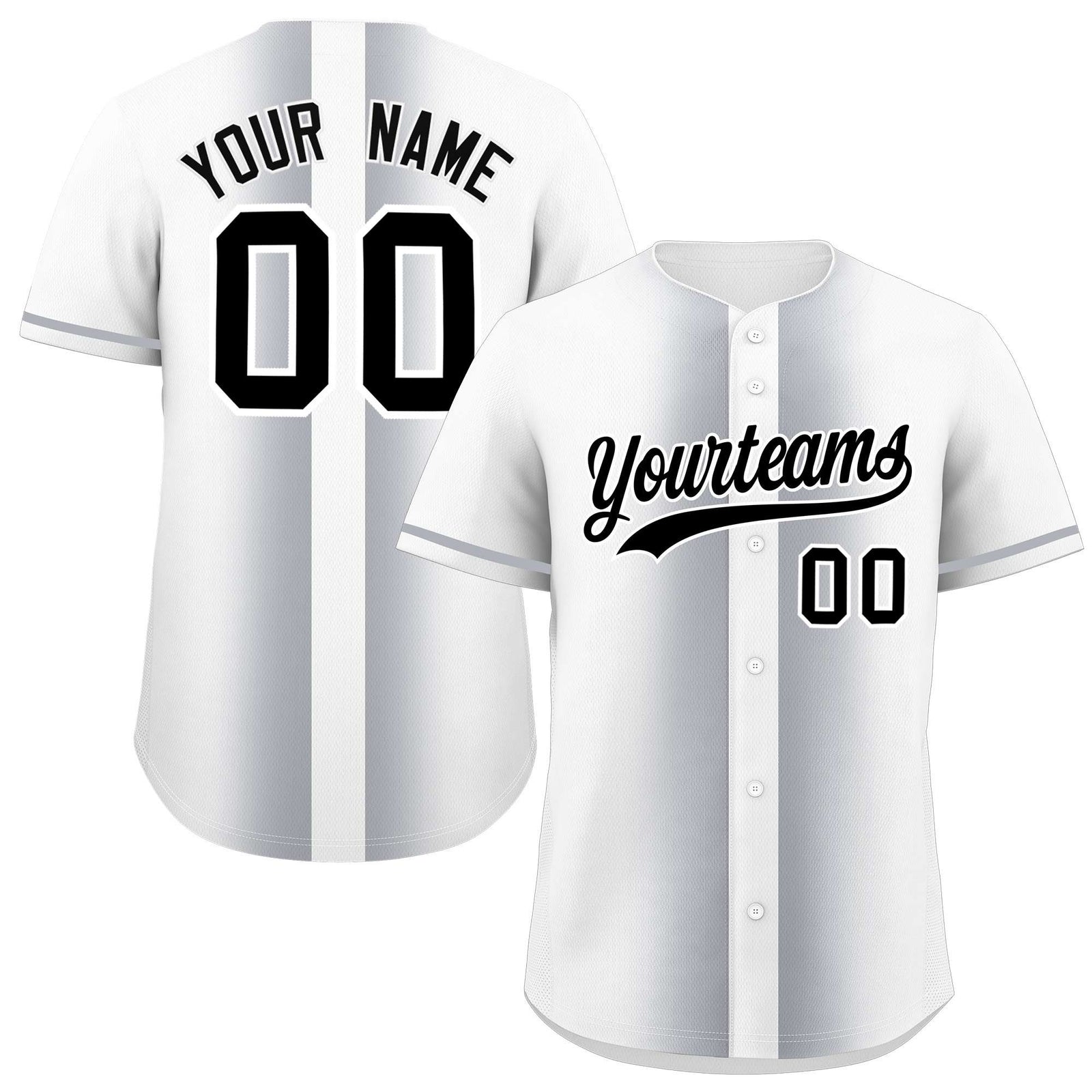 Custom White Silver Lapel Gradient Fashion Authentic Baseball Jersey