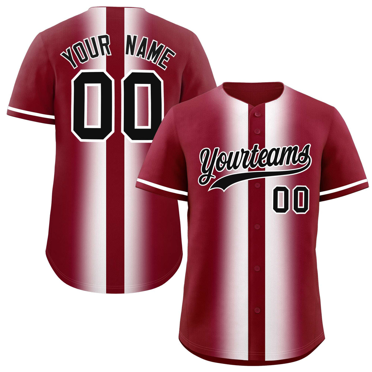 Custom Crimson White Lapel Gradient Fashion Authentic Baseball Jersey