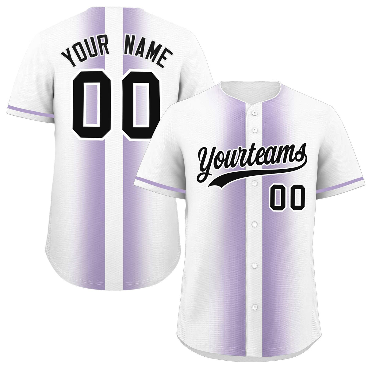 Custom White Light Purple Lapel Gradient Fashion Authentic Baseball Jersey