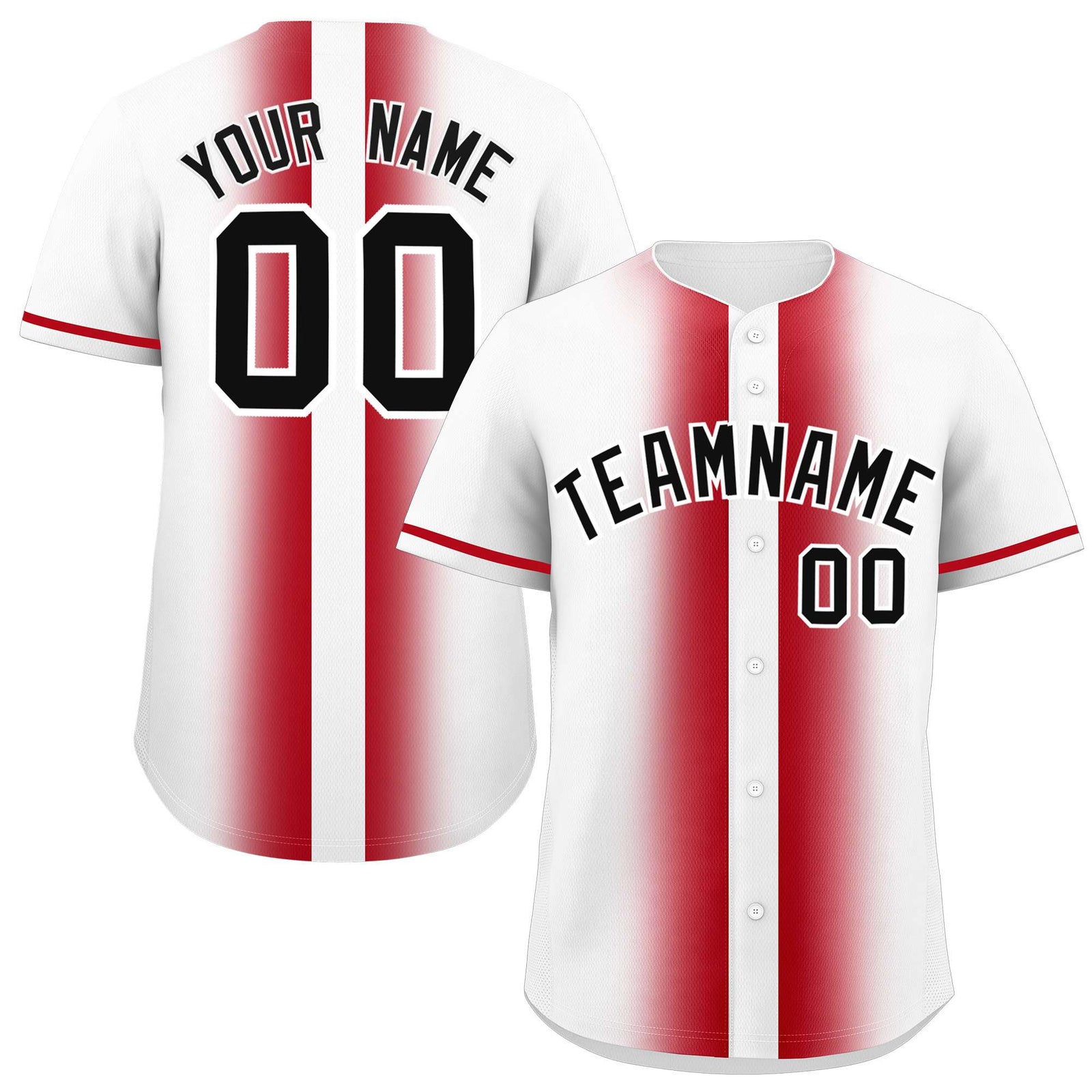Custom White Red Lapel Gradient Fashion Authentic Baseball Jersey