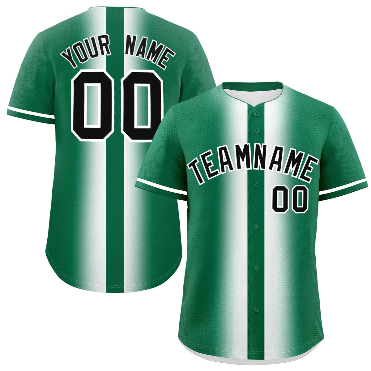 Custom Kelly Green White Lapel Gradient Fashion Authentic Baseball Jersey