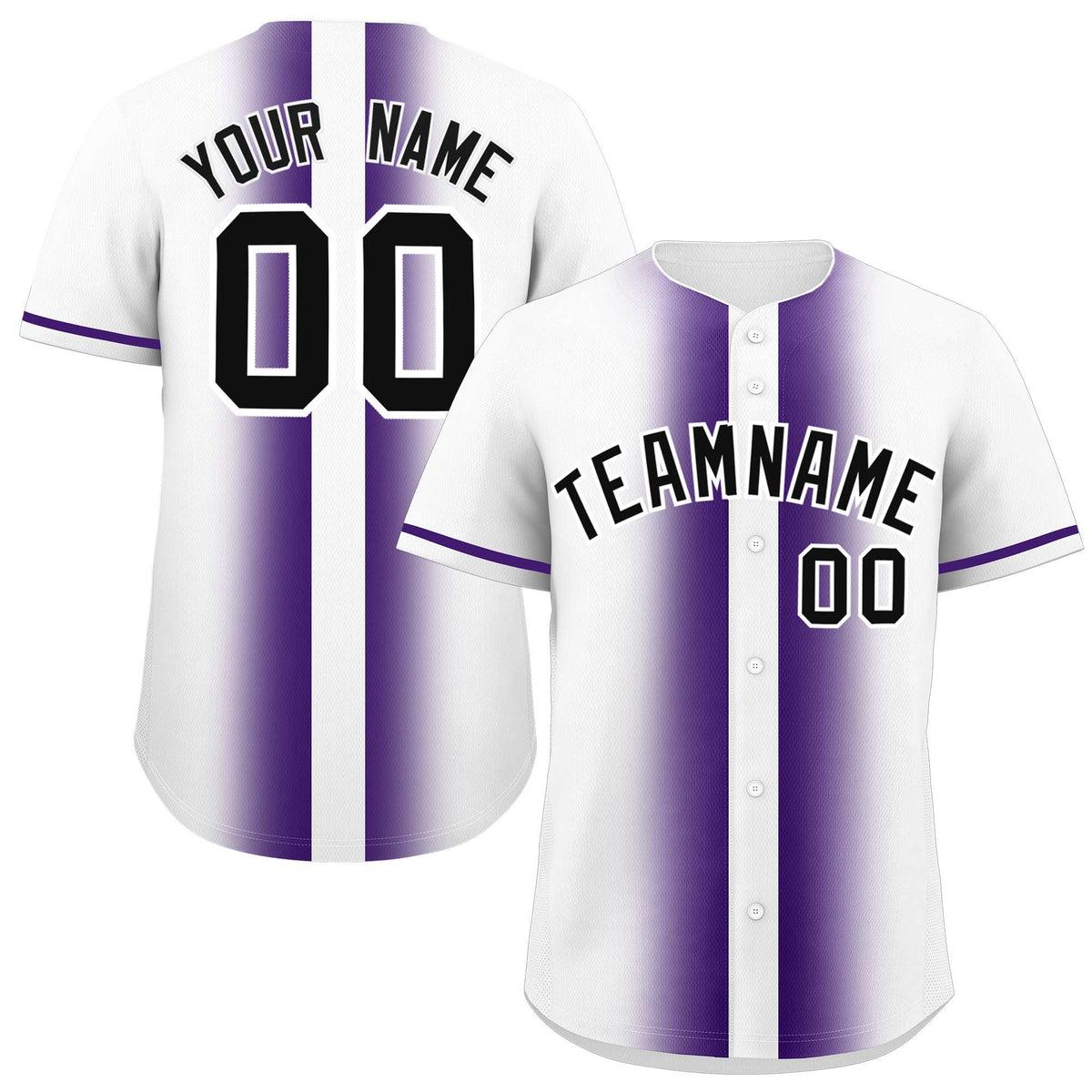 Custom White Purple Lapel Gradient Fashion Authentic Baseball Jersey