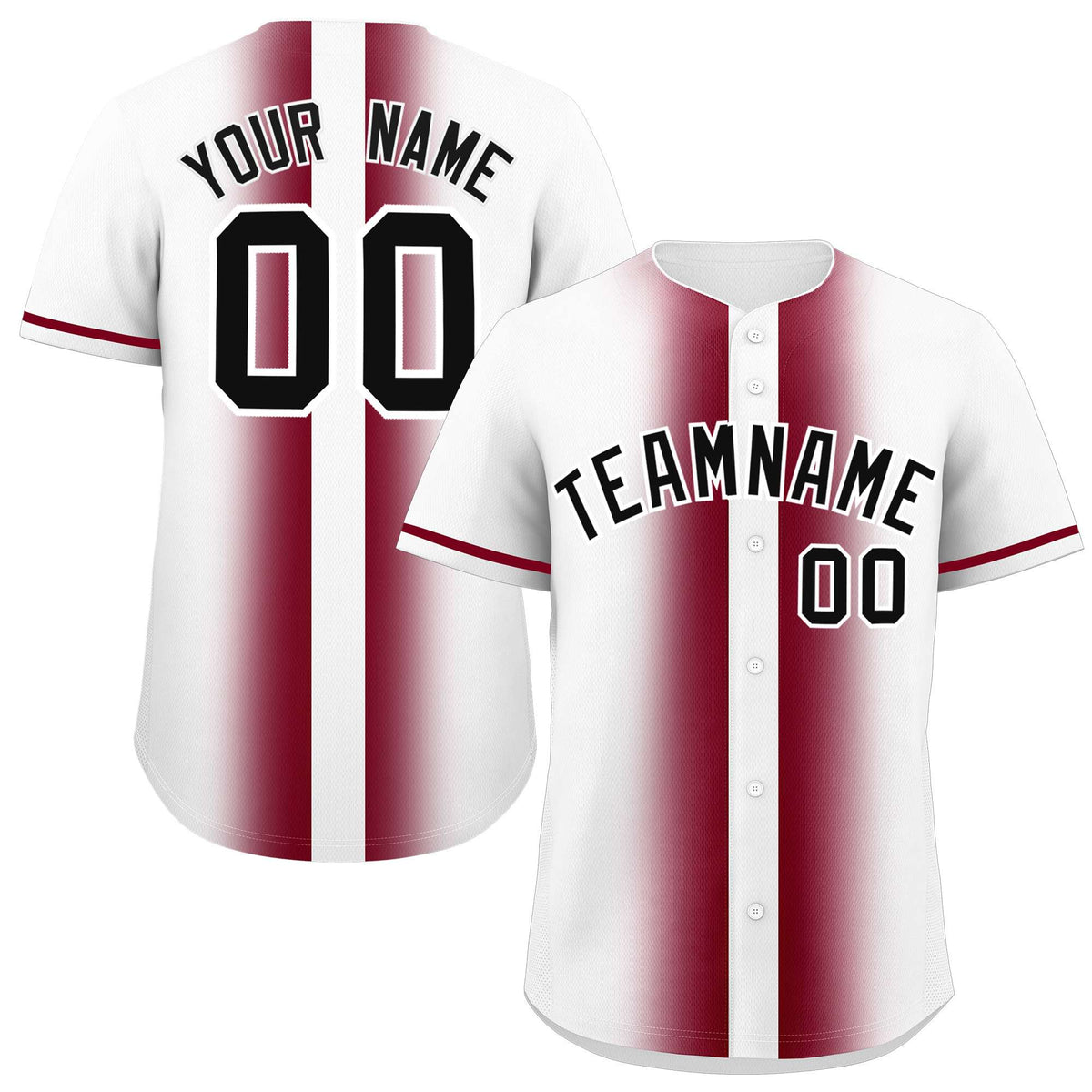 Custom White Crimson Lapel Gradient Fashion Authentic Baseball Jersey