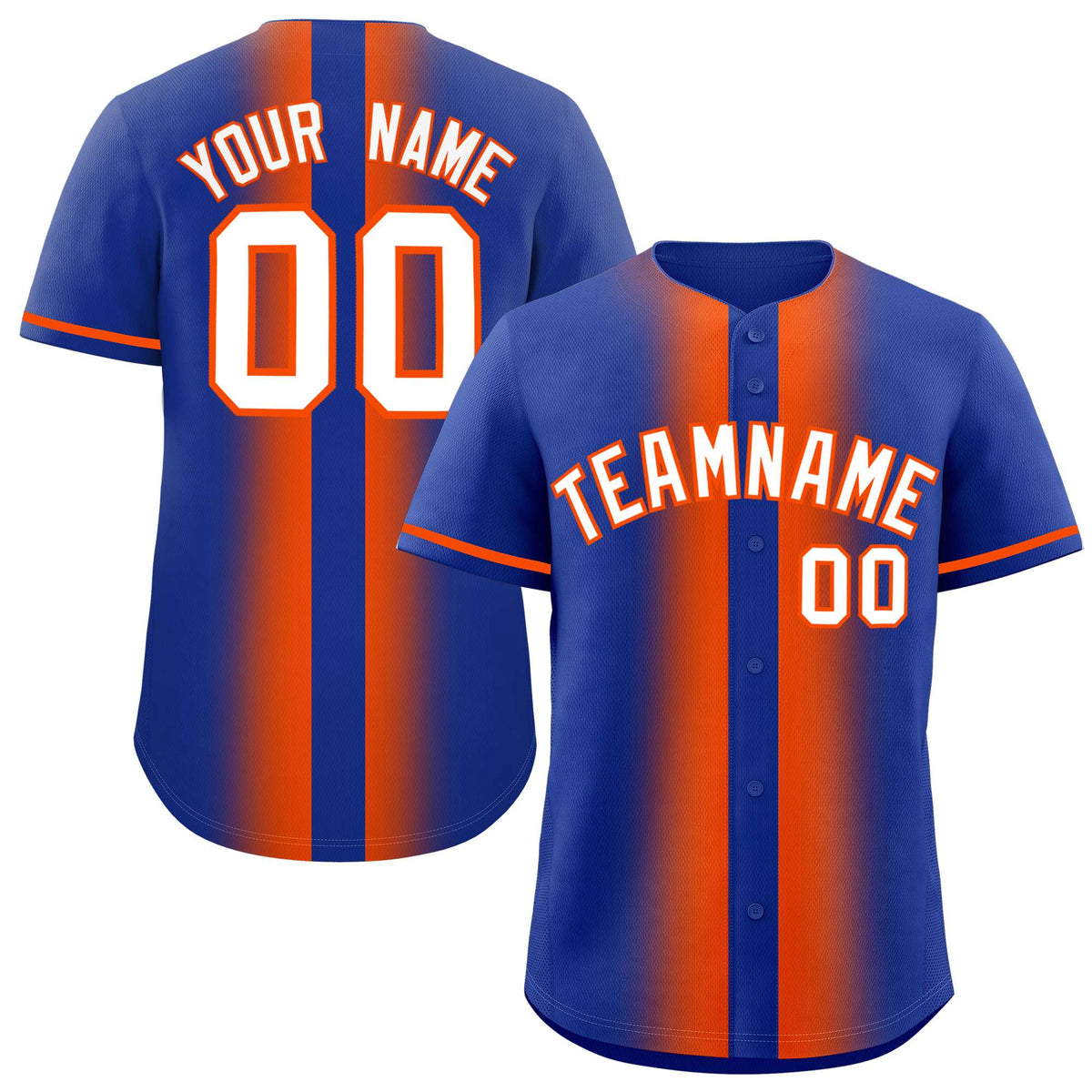 Custom Royal Orange Lapel Gradient Fashion Authentic Baseball Jersey