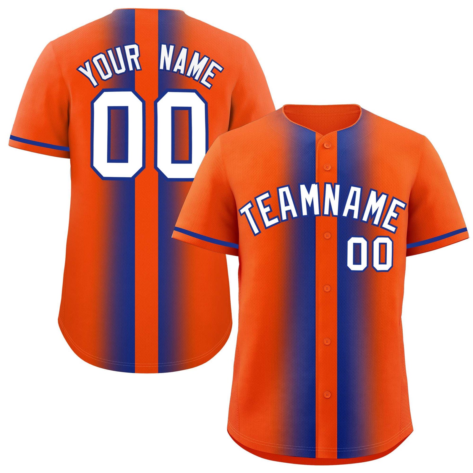 Custom Orange Royal Lapel Gradient Fashion Authentic Baseball Jersey