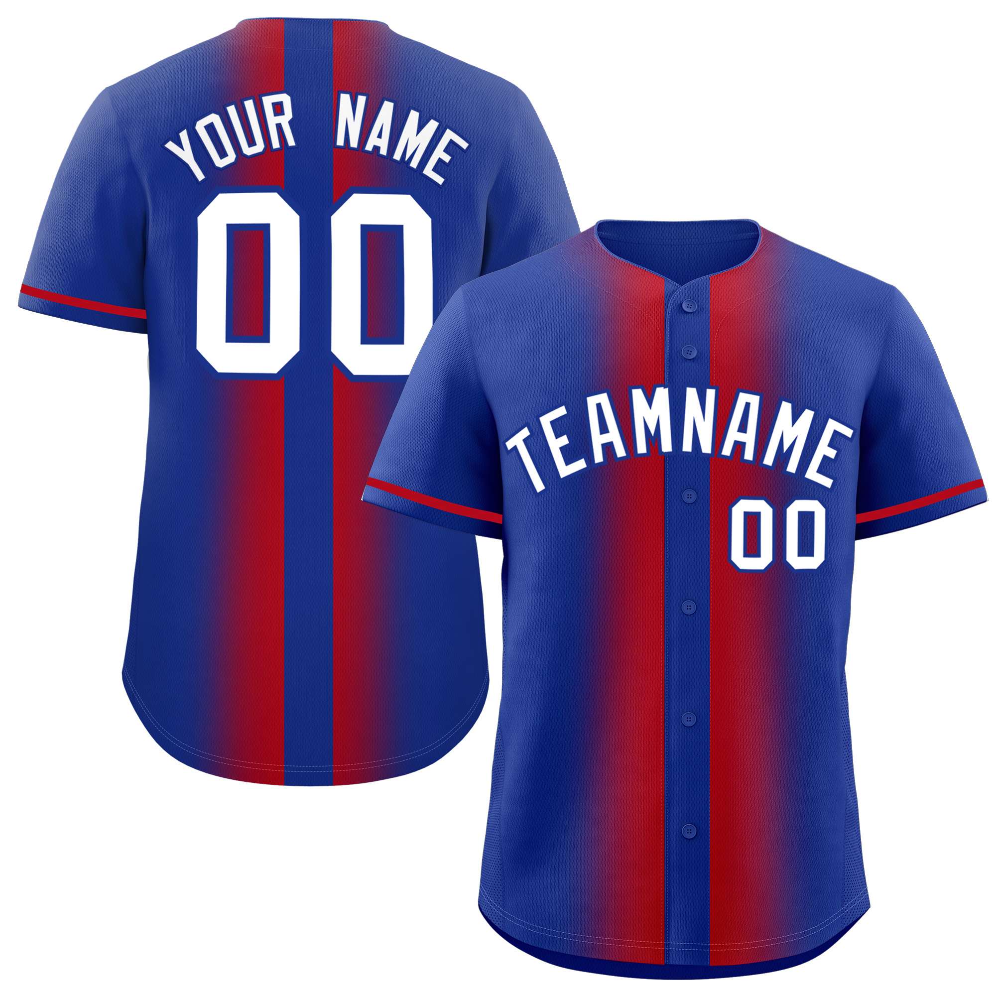 Custom Royal Red Lapel Gradient Fashion Authentic Baseball Jersey