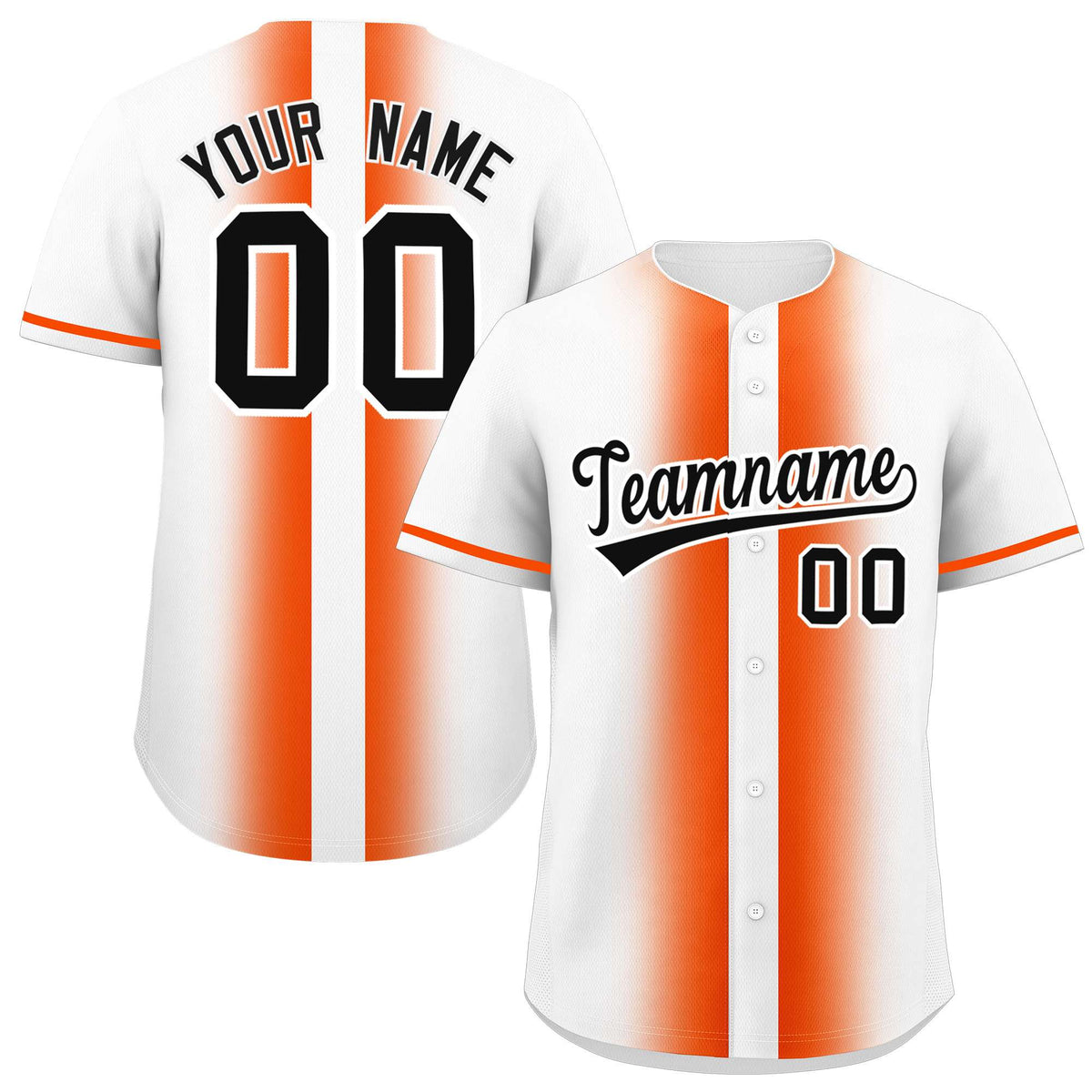 Custom White Orange Lapel Gradient Fashion Authentic Baseball Jersey