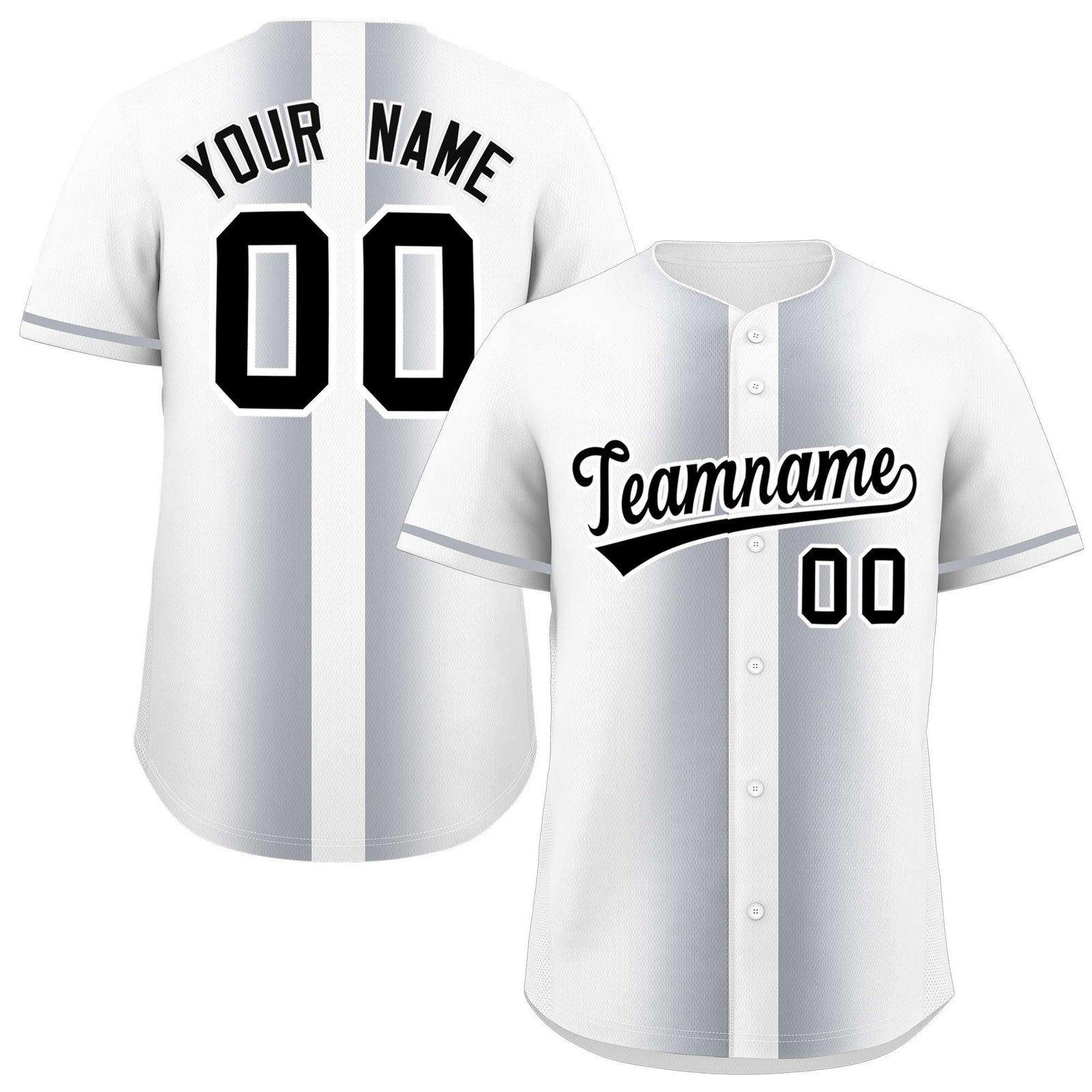 Custom White Silver Lapel Gradient Fashion Authentic Baseball Jersey