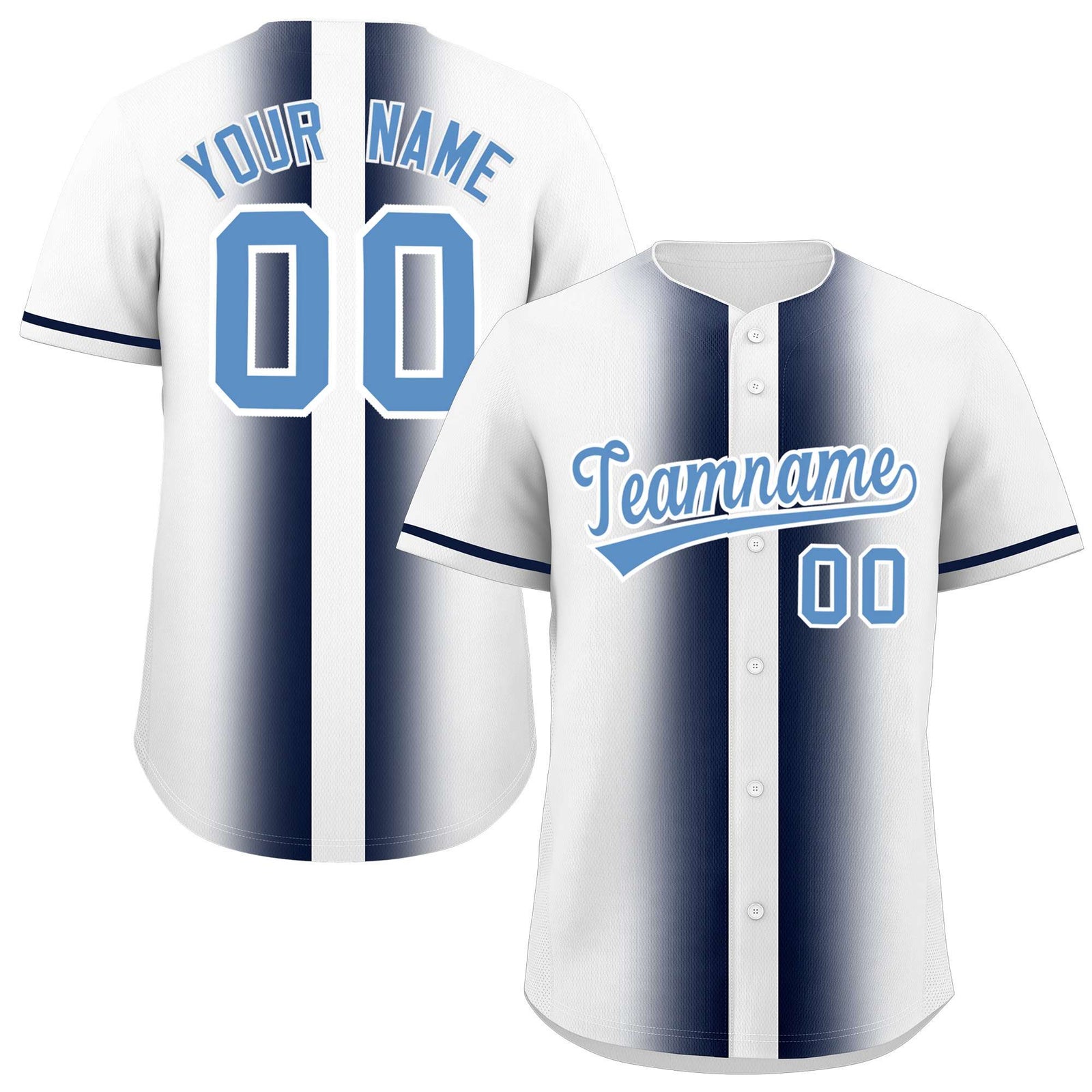 Custom White Navy Lapel Gradient Fashion Authentic Baseball Jersey