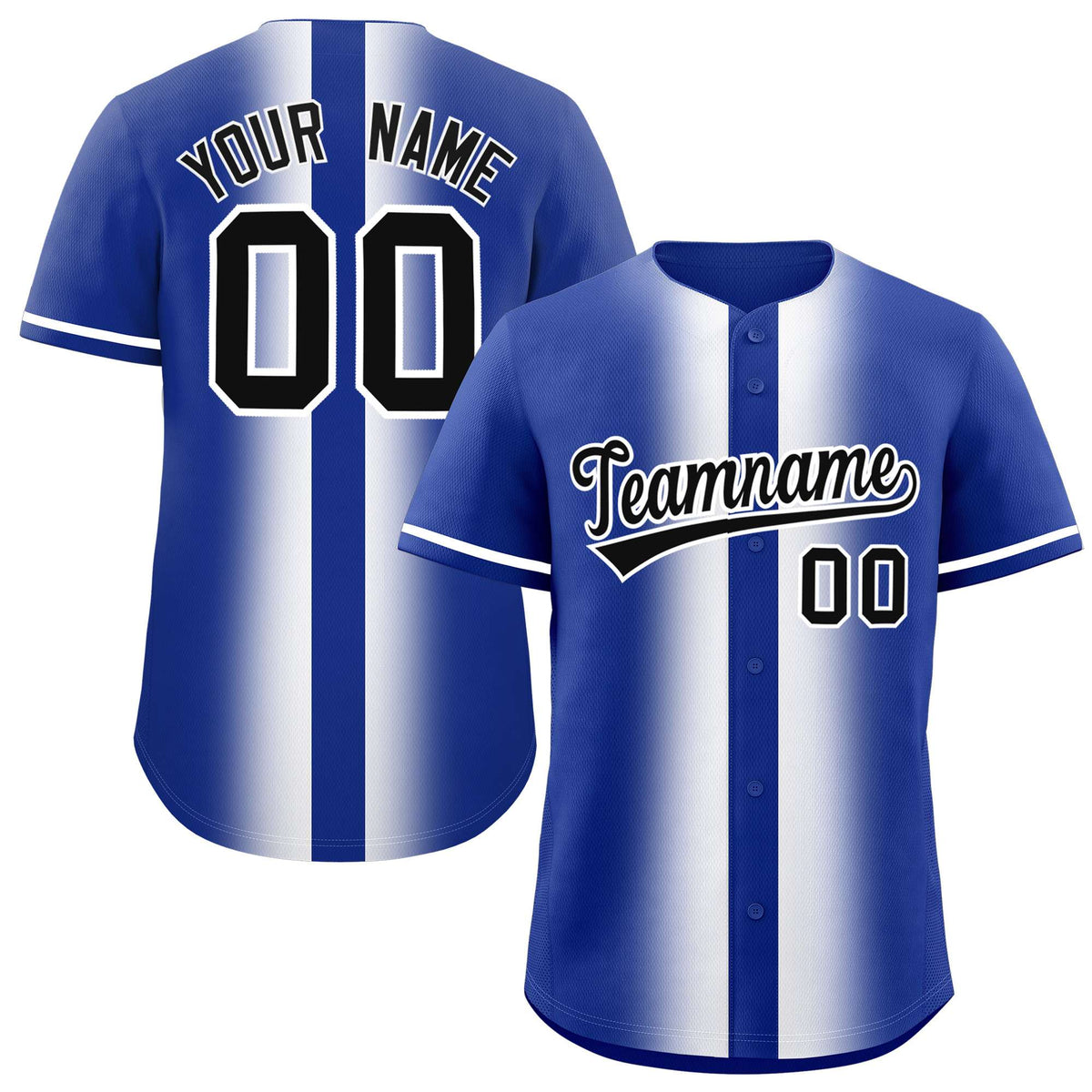 Custom Royal White Lapel Gradient Fashion Authentic Baseball Jersey