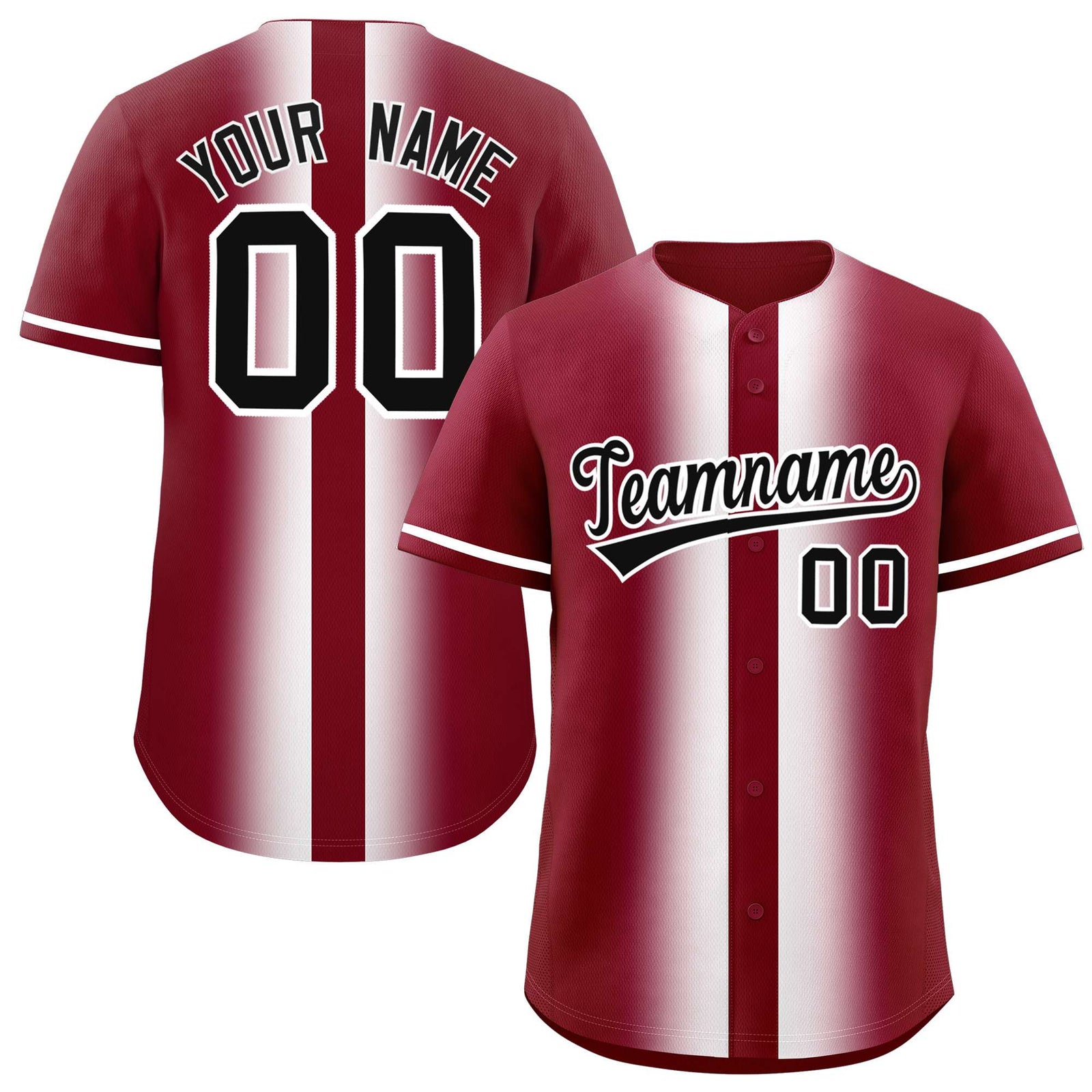 Custom Crimson White Lapel Gradient Fashion Authentic Baseball Jersey