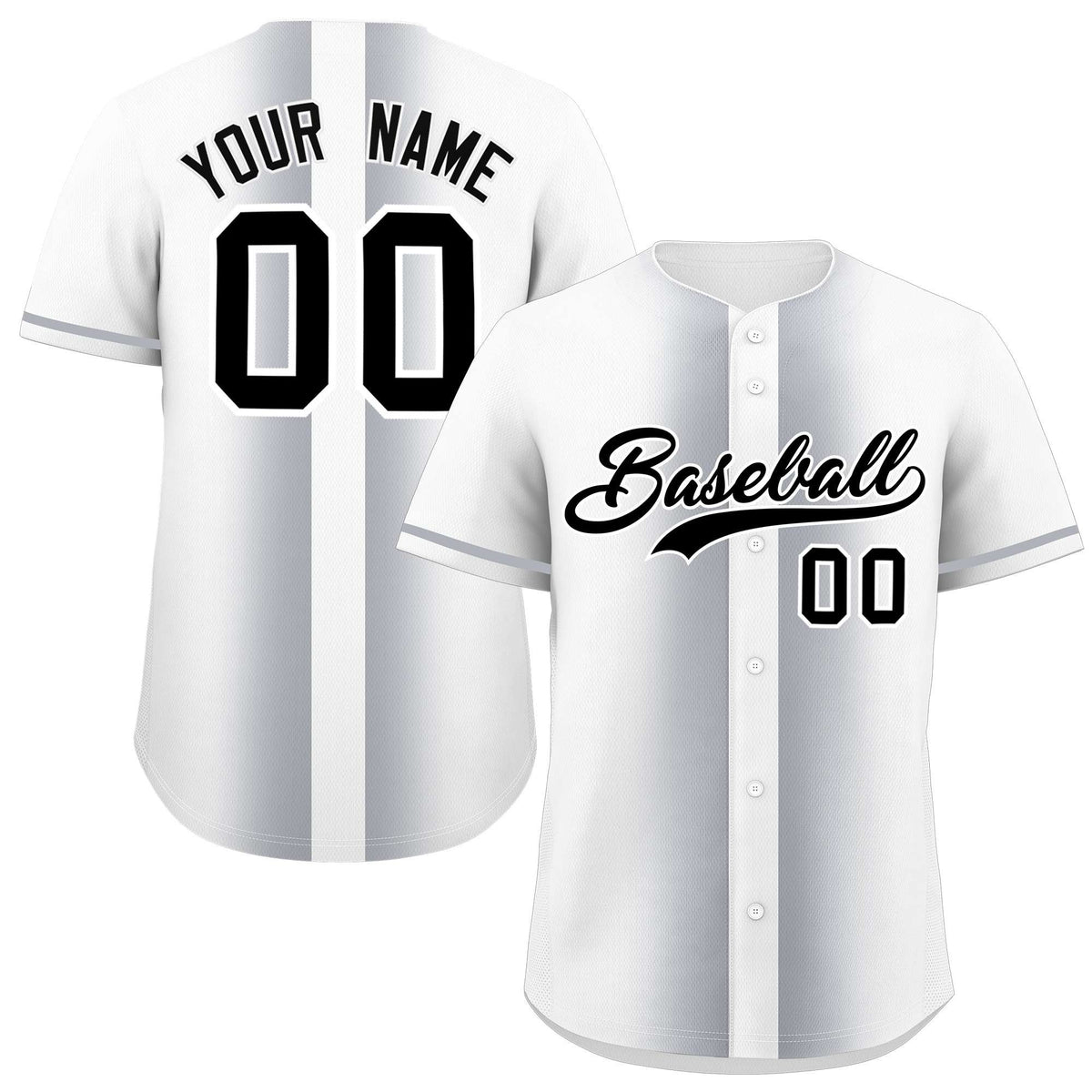 Custom White Silver Lapel Gradient Fashion Authentic Baseball Jersey