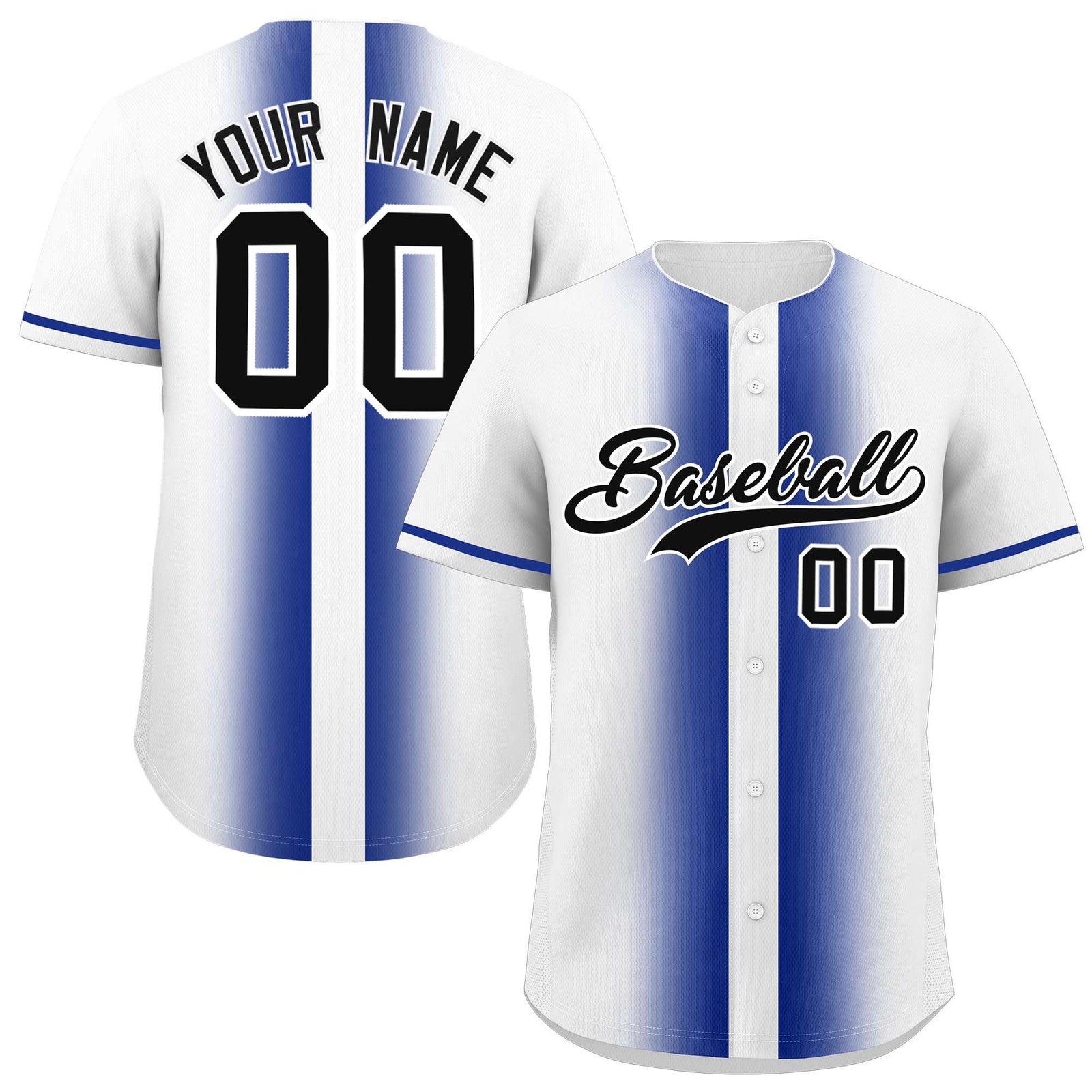 Custom White Royal Lapel Gradient Fashion Authentic Baseball Jersey