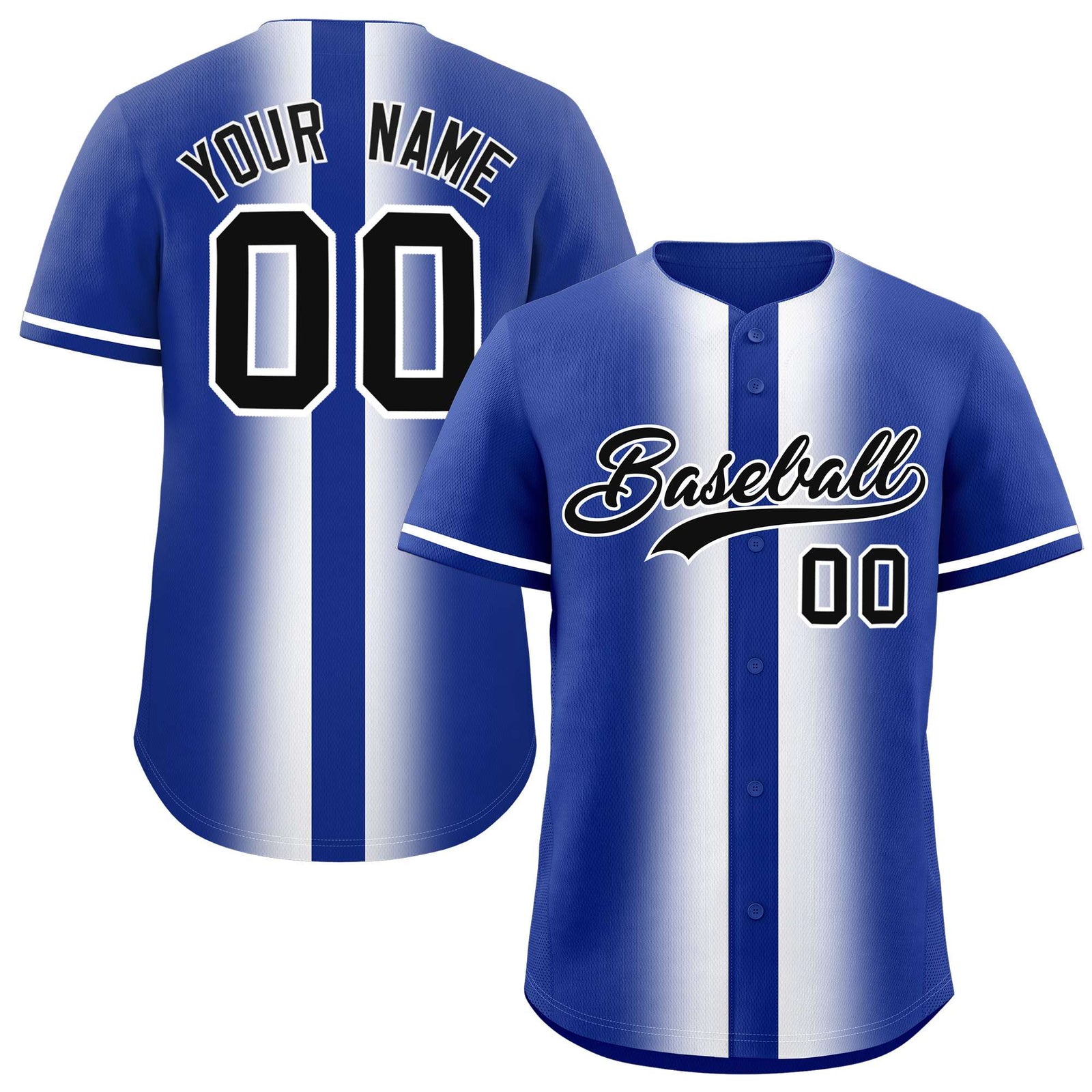Custom Royal White Lapel Gradient Fashion Authentic Baseball Jersey