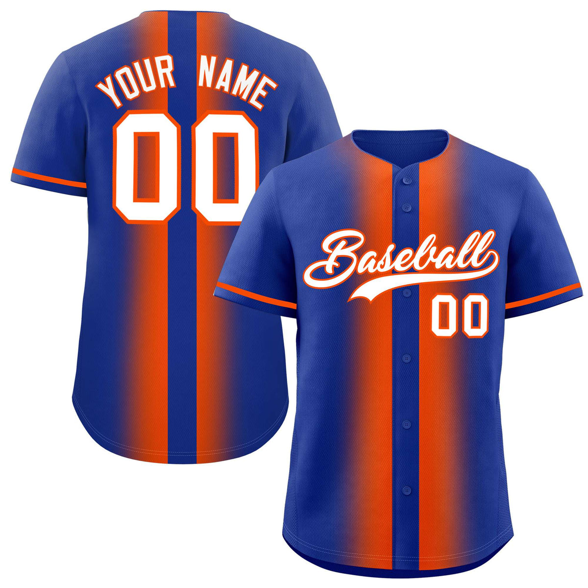 Custom Royal Orange Lapel Gradient Fashion Authentic Baseball Jersey