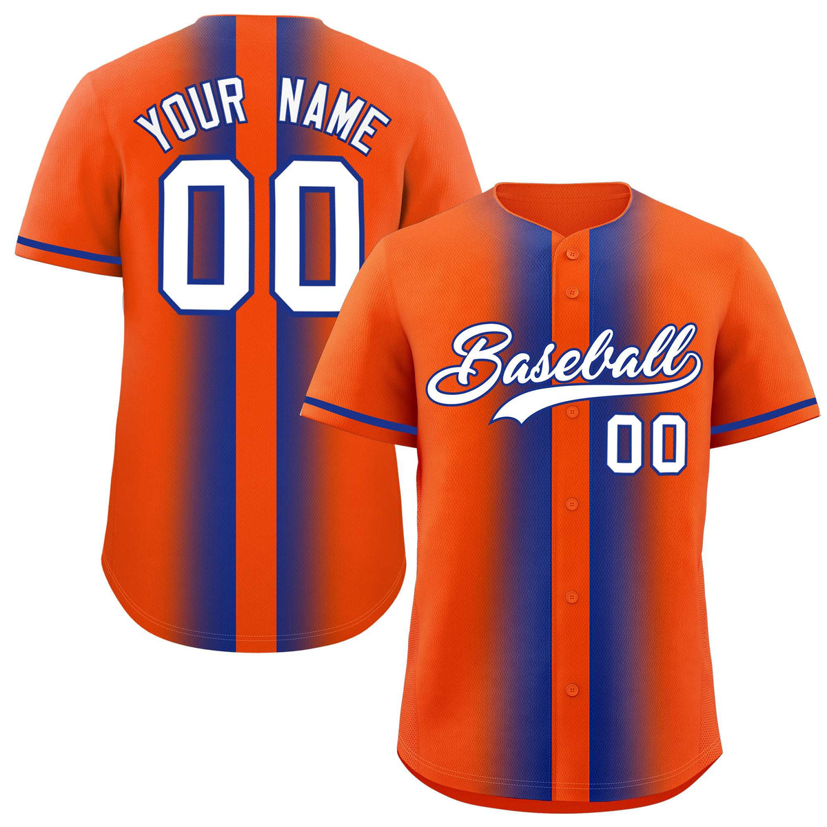 Custom Orange Royal Lapel Gradient Fashion Authentic Baseball Jersey
