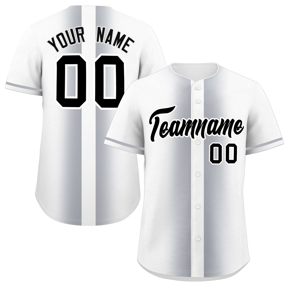 Custom White Silver Lapel Gradient Fashion Authentic Baseball Jersey