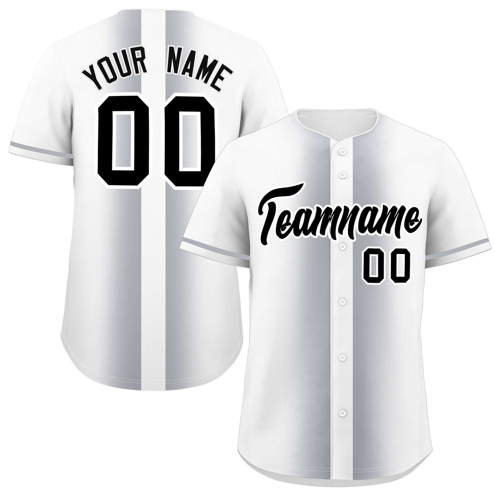 Custom White Silver Lapel Gradient Fashion Authentic Baseball Jersey