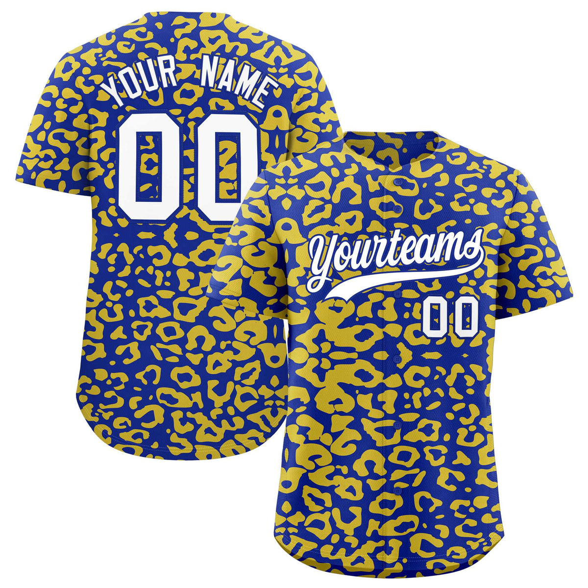 Custom Royal Gold Leopard Print Pattern Authentic Baseball Jersey