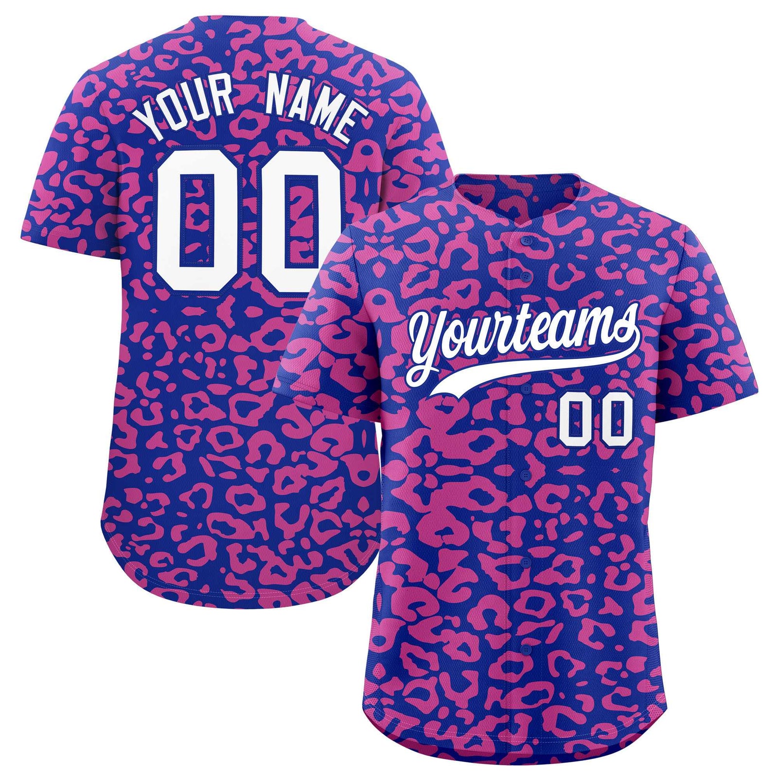 Custom Royal Pink Leopard Print Pattern Authentic Baseball Jersey