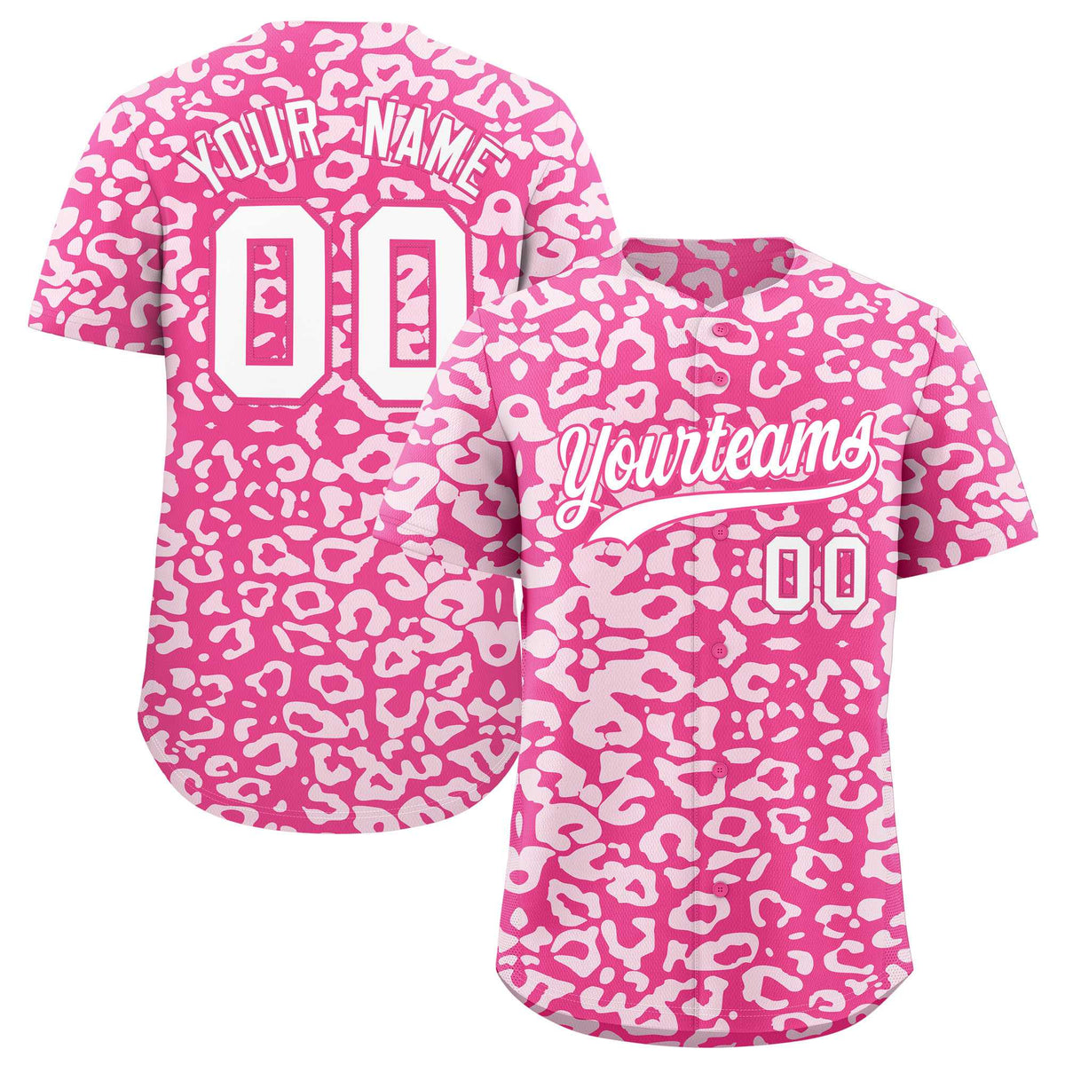 Custom Pink White Leopard Print Pattern Authentic Baseball Jersey