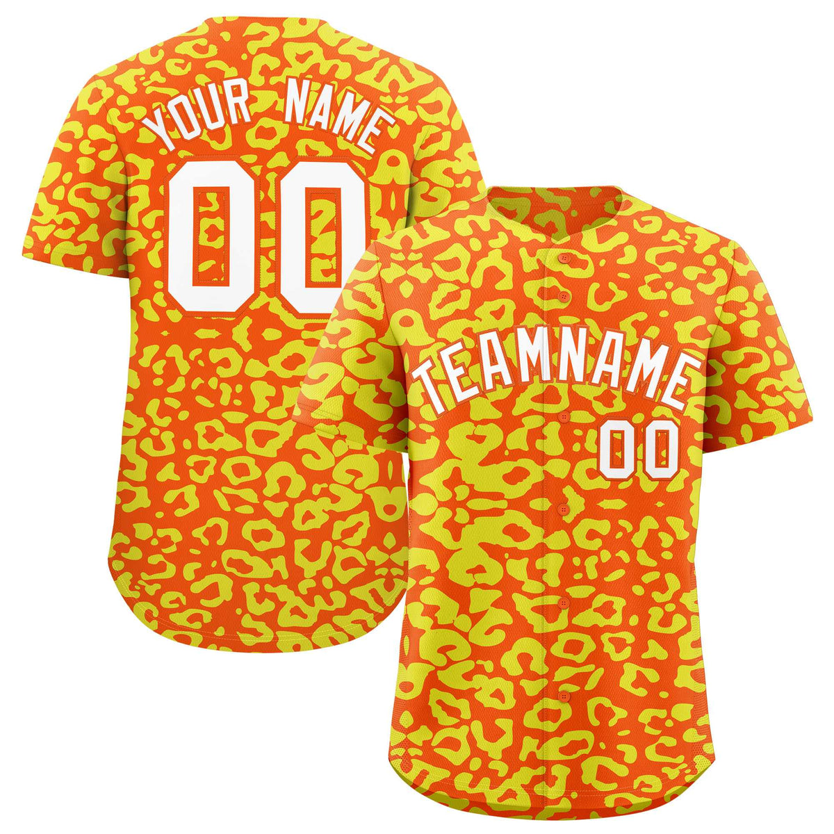Custom Orange Gold Leopard Print Pattern Authentic Baseball Jersey