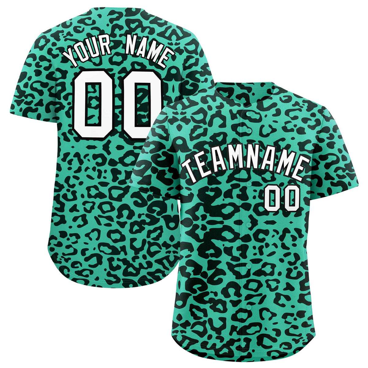 Custom Bright Green Black Leopard Print Pattern Authentic Baseball Jersey