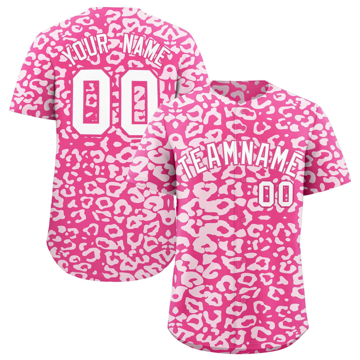 Custom Pink White Leopard Print Pattern Authentic Baseball Jersey