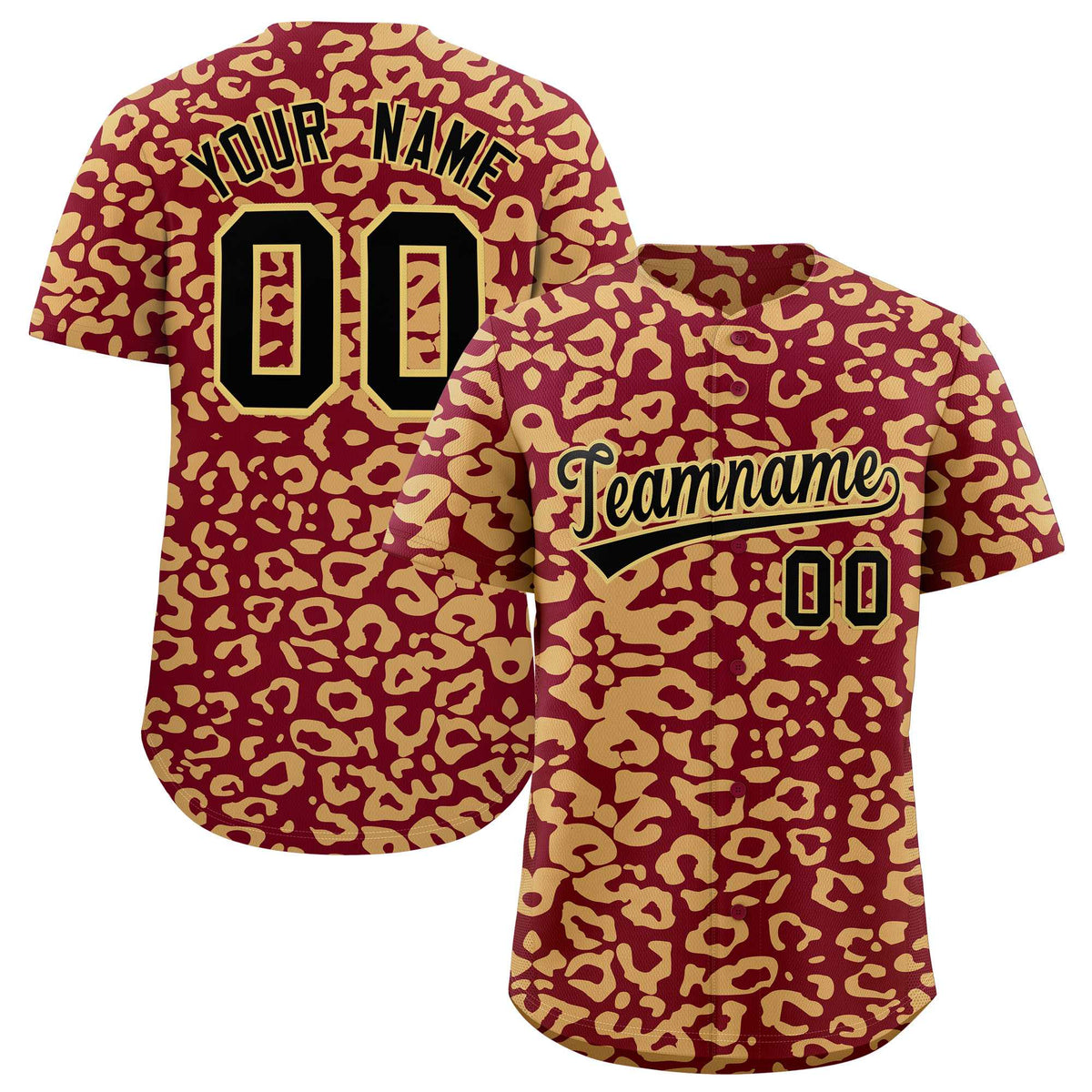 Custom Crimson Khaki Leopard Print Pattern Authentic Baseball Jersey