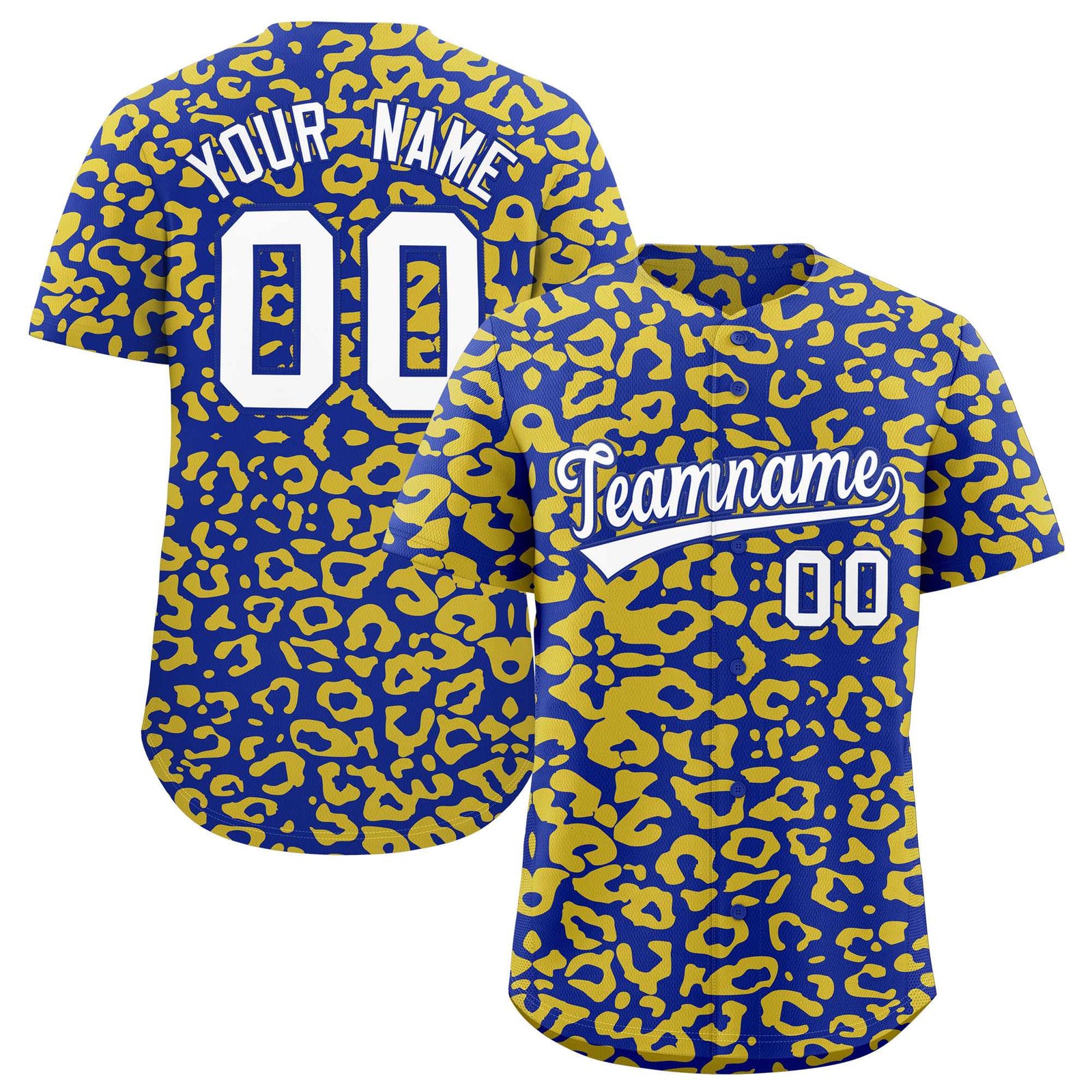 Custom Royal Gold Leopard Print Pattern Authentic Baseball Jersey