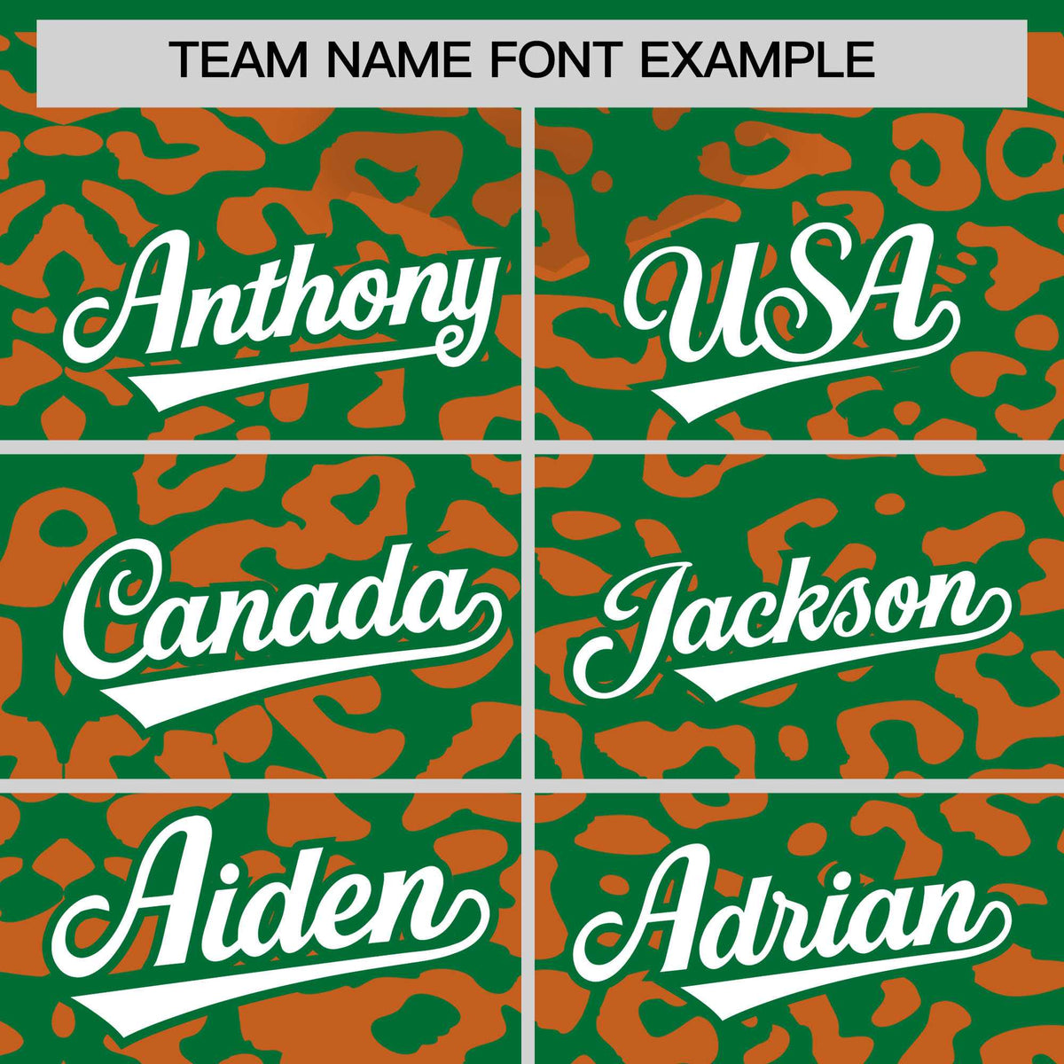 Custom Kelly Green Orange Leopard Print Pattern Authentic Baseball Jersey