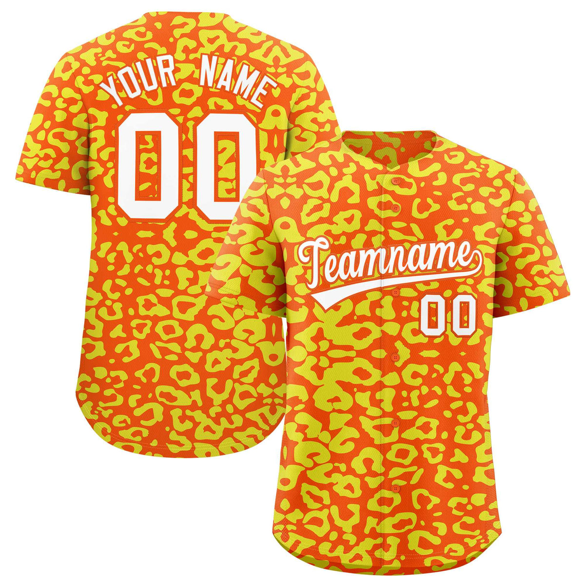 Custom Orange Gold Leopard Print Pattern Authentic Baseball Jersey