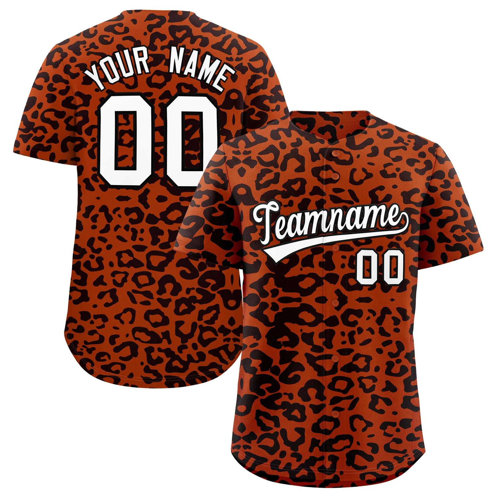 Custom Texas Orange Black Leopard Print Pattern Authentic Baseball Jersey